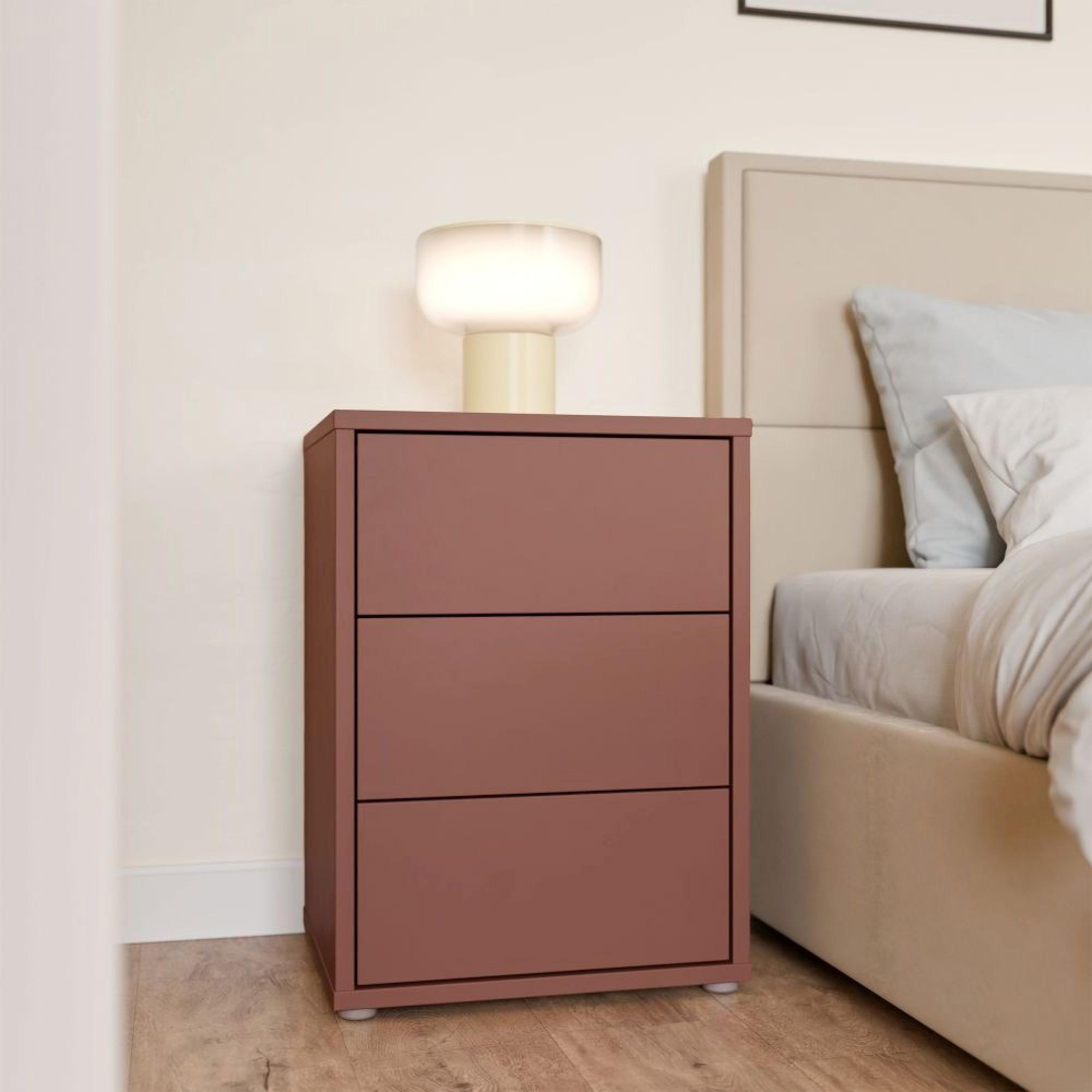 Alice Springs Bedside Cabinet - 3 Drawer - Terracotta