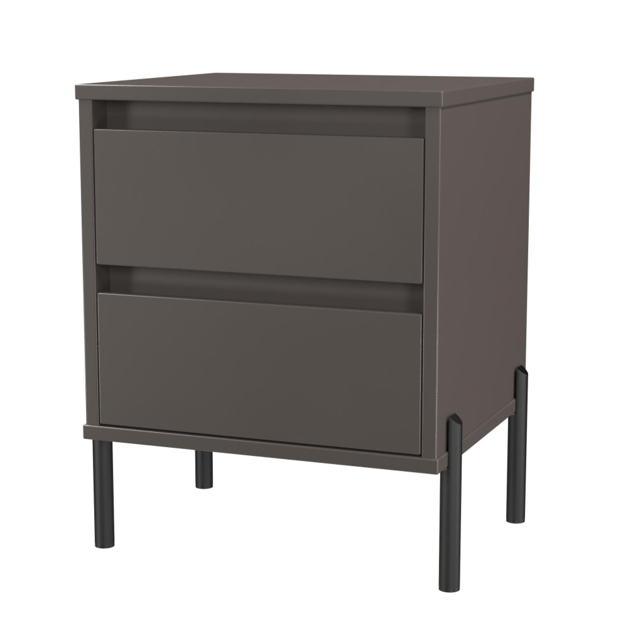 Leona Bedside Cabinet - 2 Drawer - Graphite