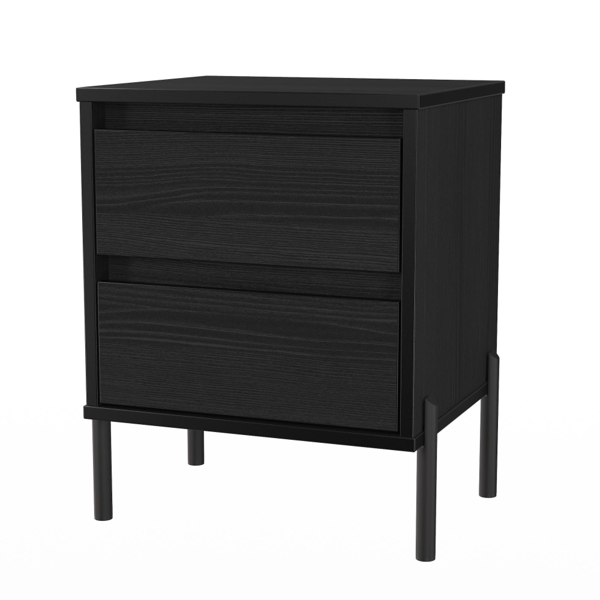 Leona Bedside Cabinet - 2 Drawer - Black Ash