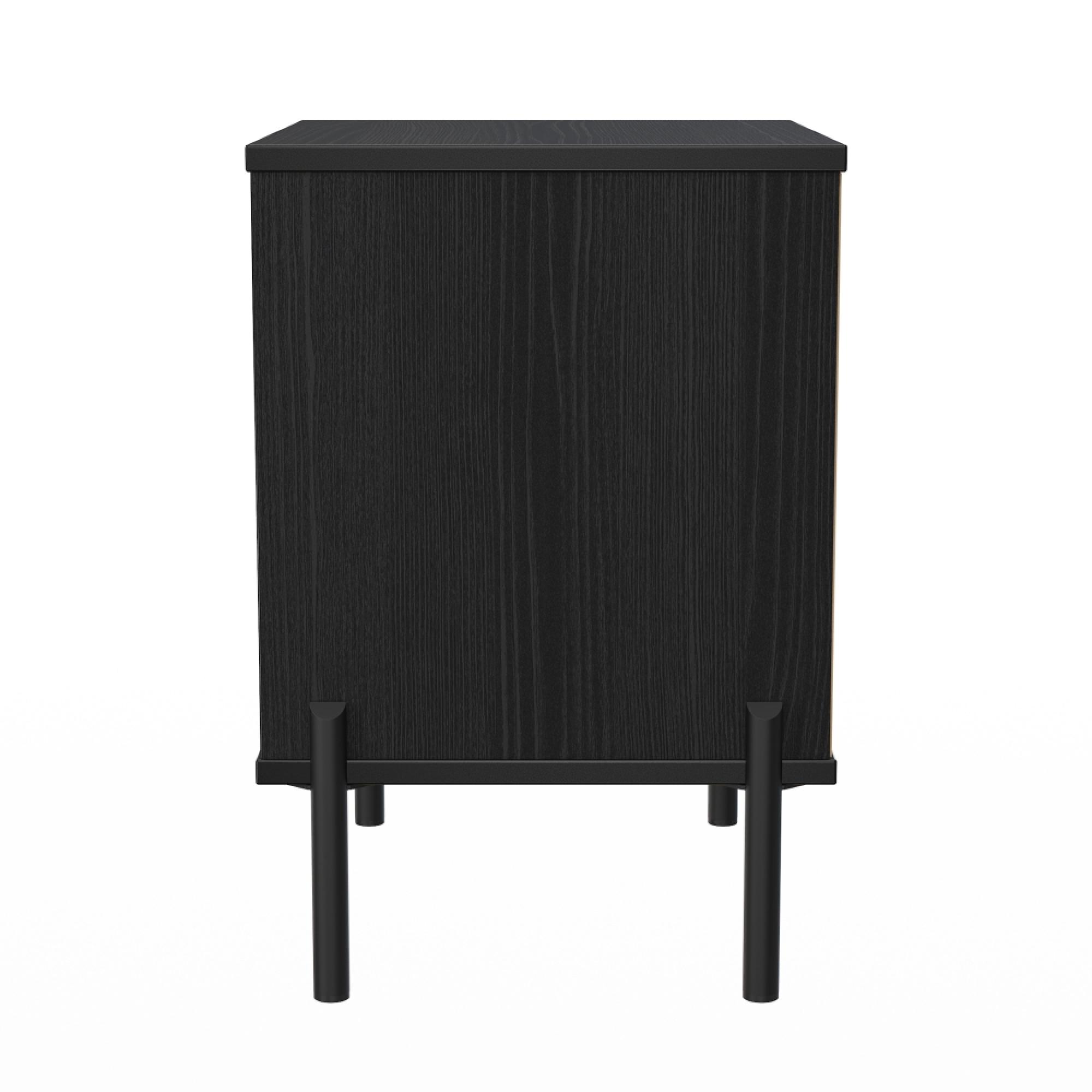 Leona Bedside Cabinet - 2 Drawer - Black Ash