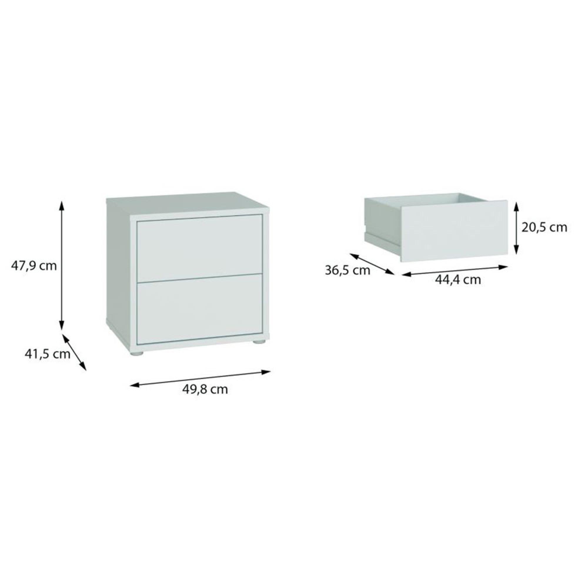 Alice Springs Bedside Cabinet - 2 Drawer - Low - Light Grey