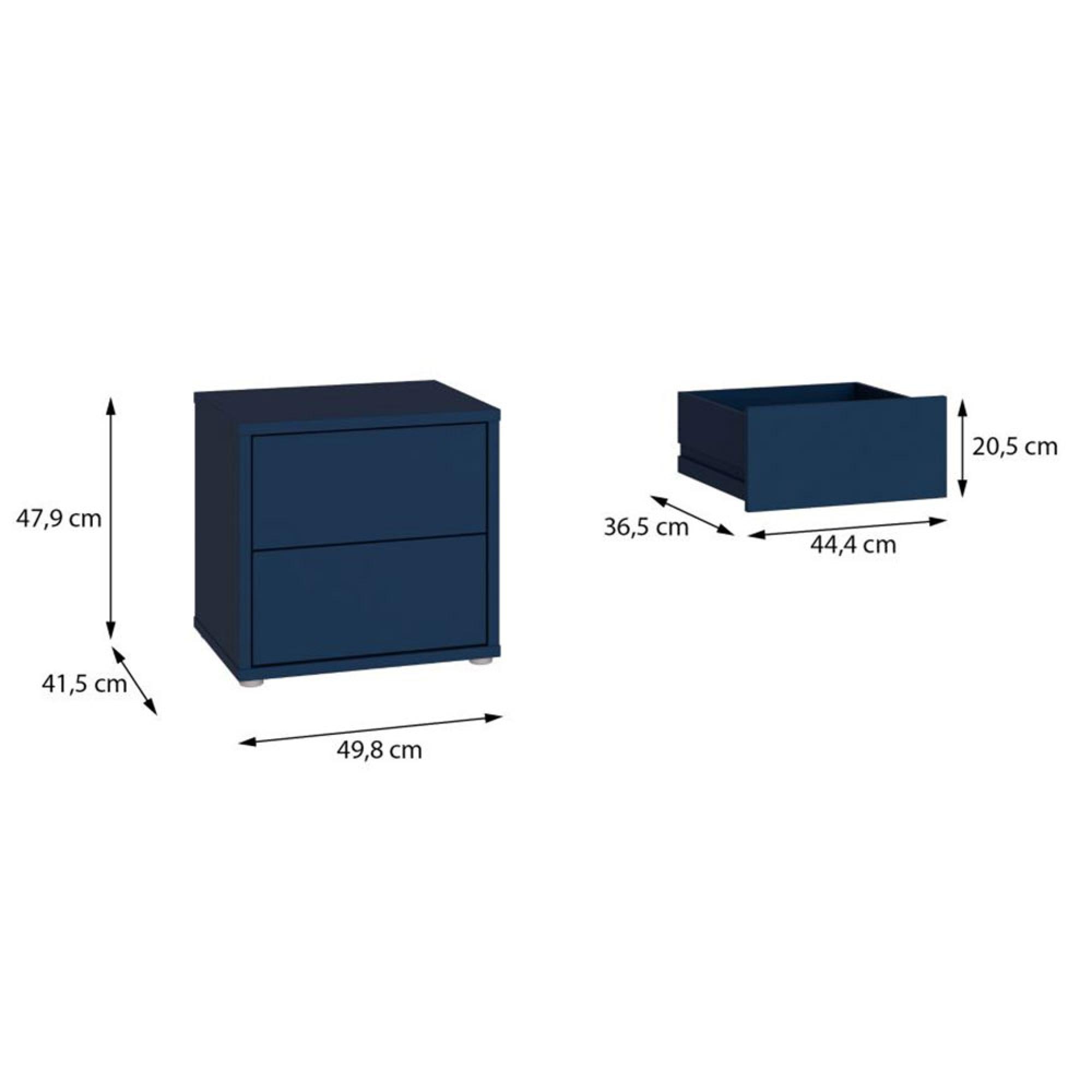 Alice Springs Bedside Cabinet - 2 Drawer - Low - Night Blue