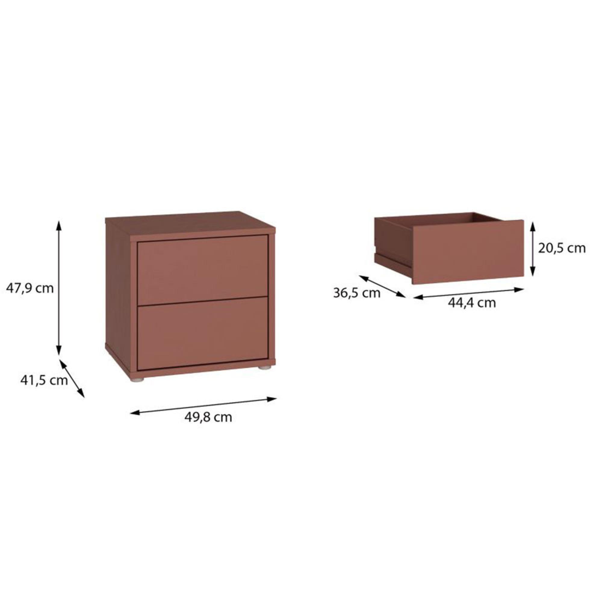 Alice Springs Bedside Cabinet - 2 Drawer - Low - Terracotta