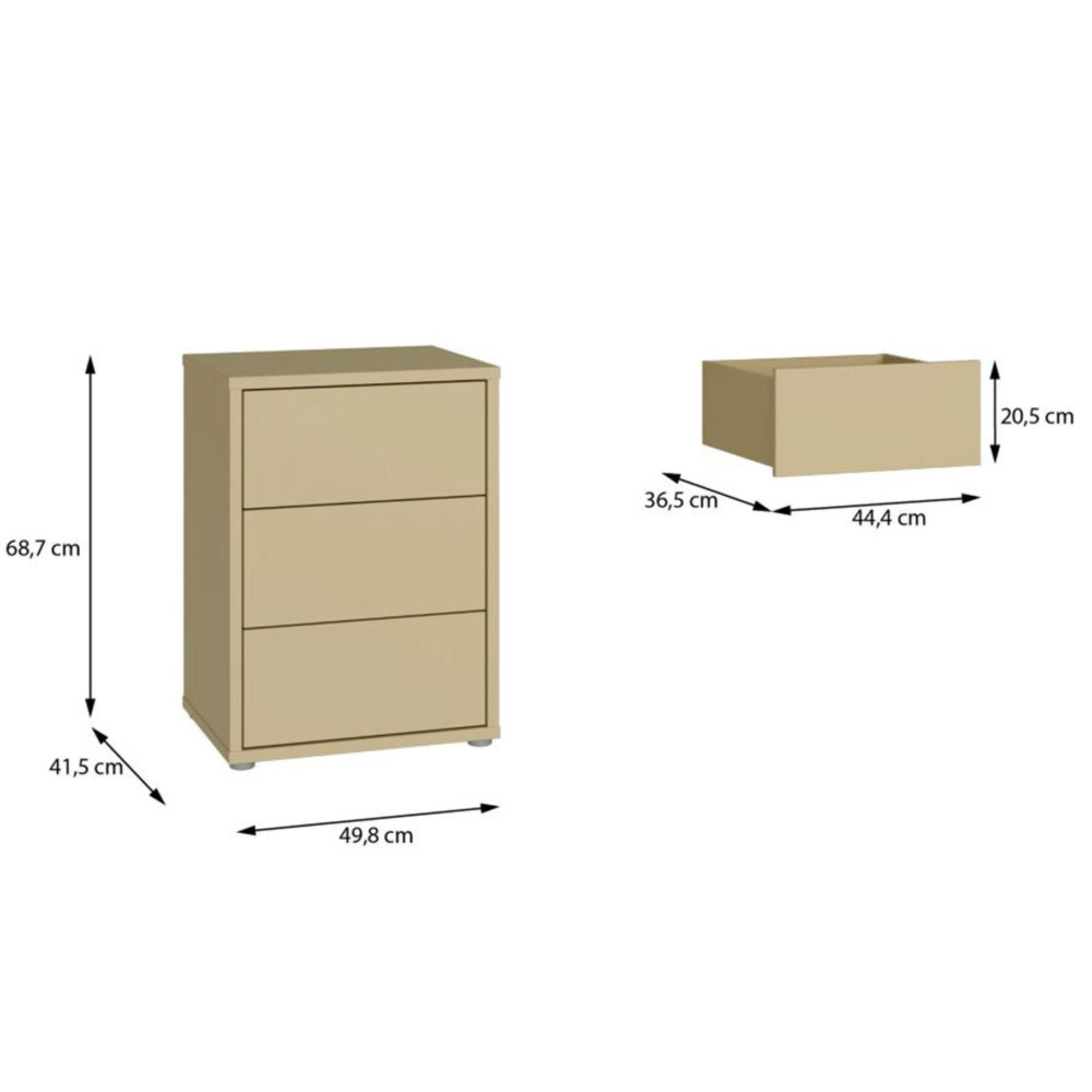 Alice Springs Bedside Cabinet - 3 Drawer - Butter Yellow