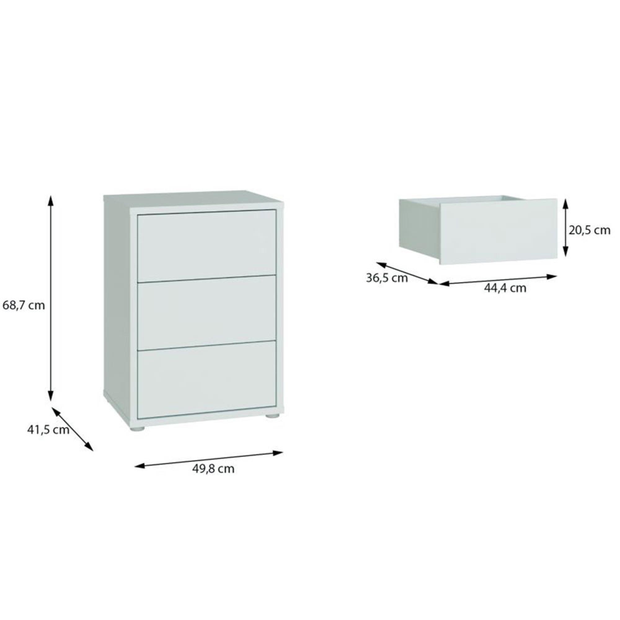 Alice Springs Bedside Cabinet - 3 Drawer - Light Grey