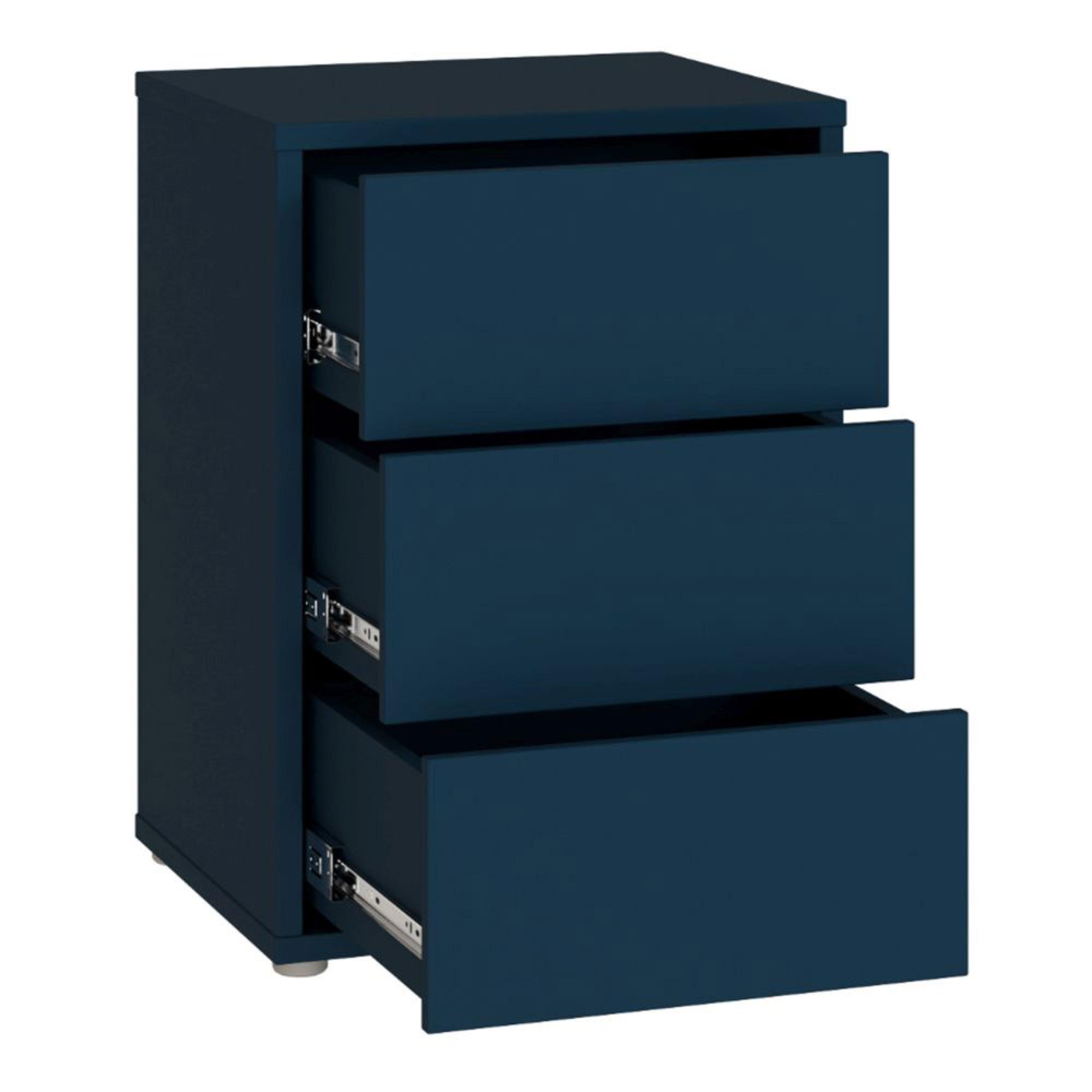 Alice Springs Bedside Cabinet - 3 Drawer - Night Blue