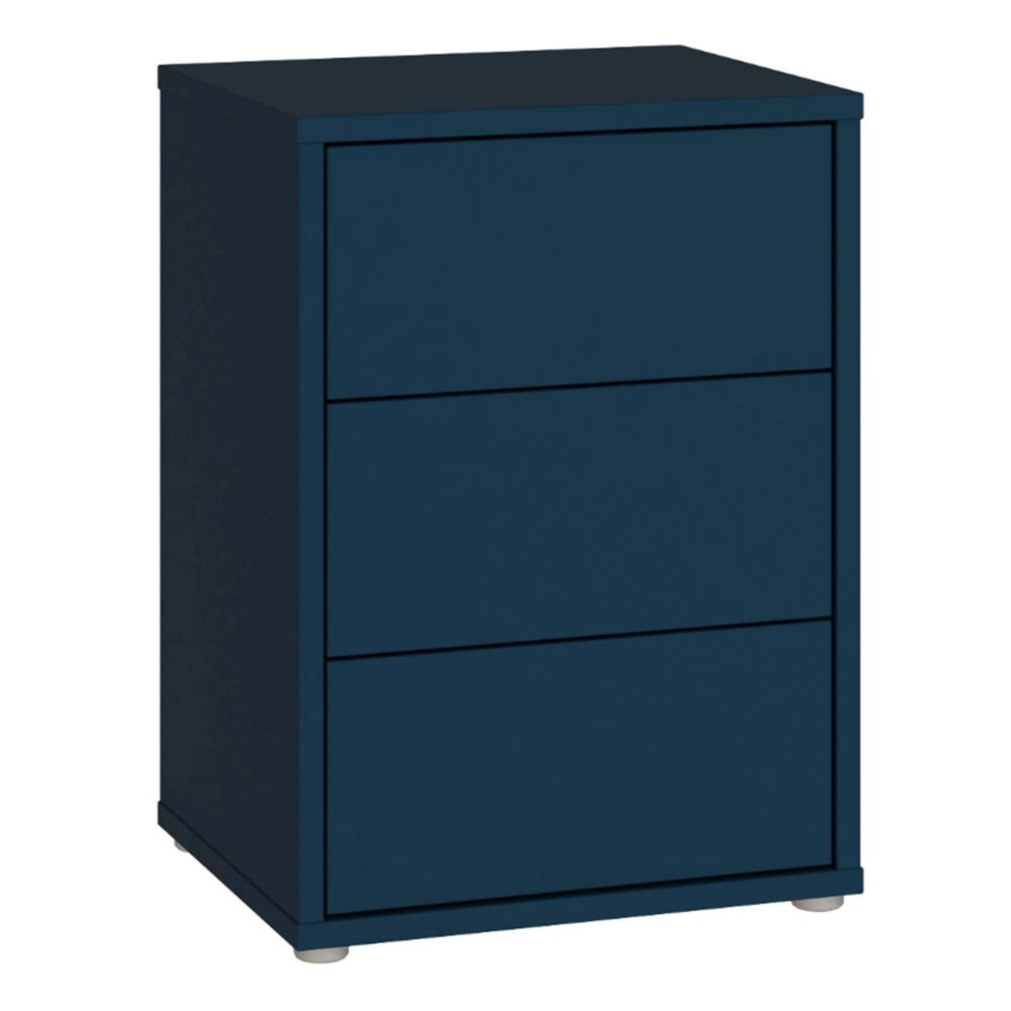 Alice Springs Bedside Cabinet - 3 Drawer - Night Blue