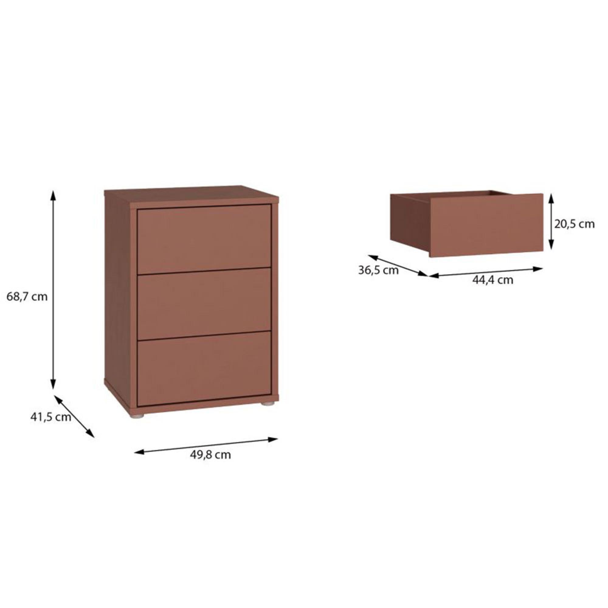 Alice Springs Bedside Cabinet - 3 Drawer - Terracotta