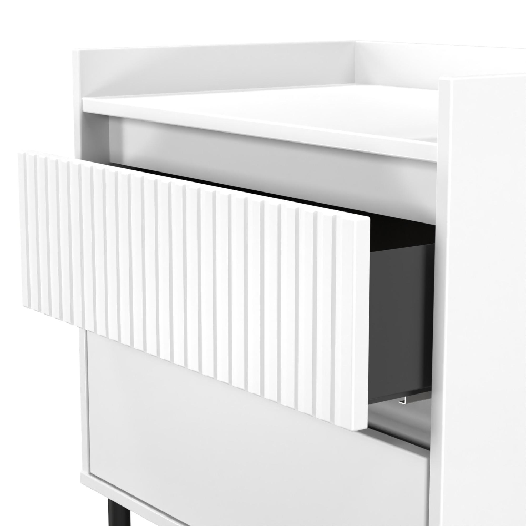 Osaka Bedside Cabinet - 2 Drawer - Midi - White Matt Fluted