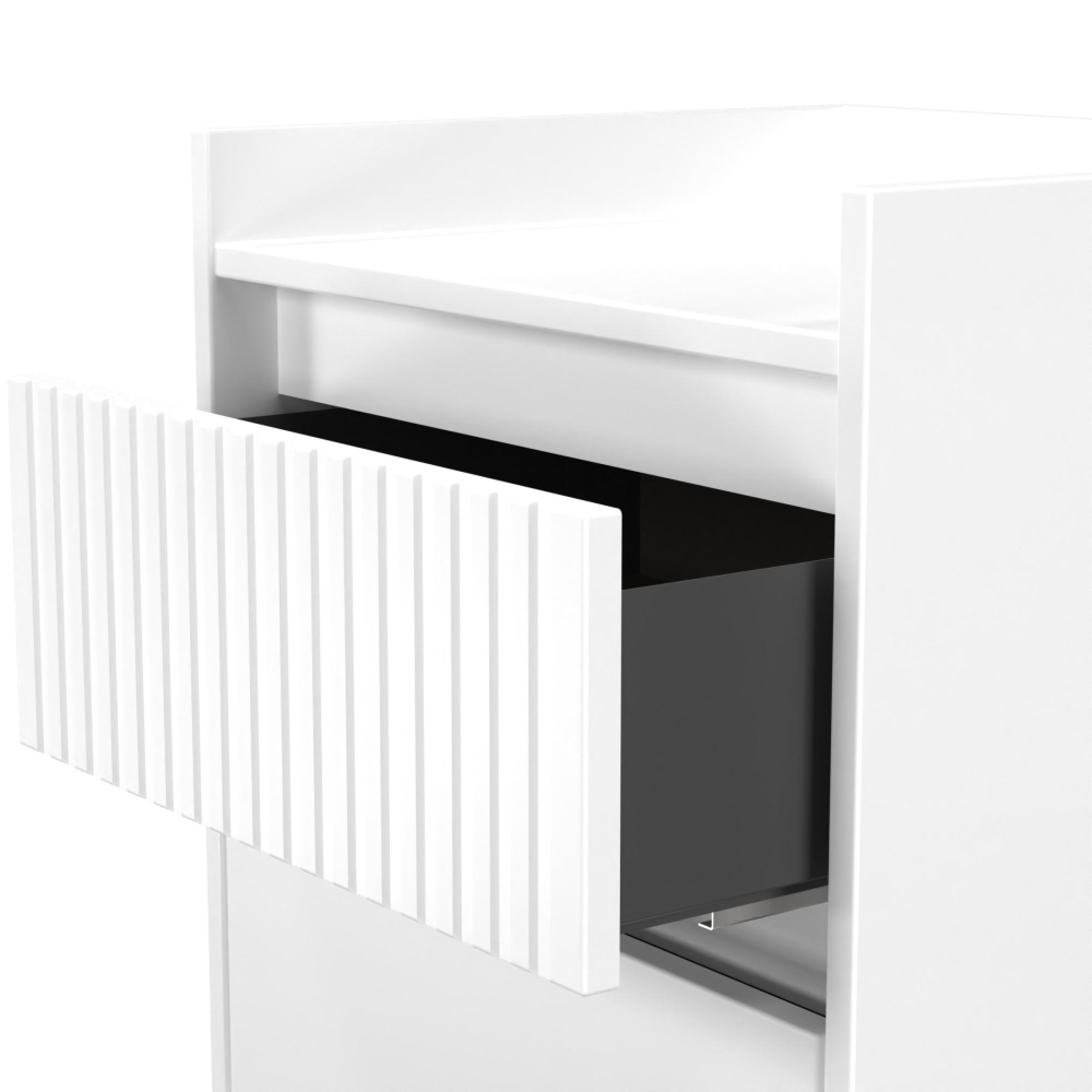 Osaka Bedside Cabinet - 2 Drawer - White Matt Fluted