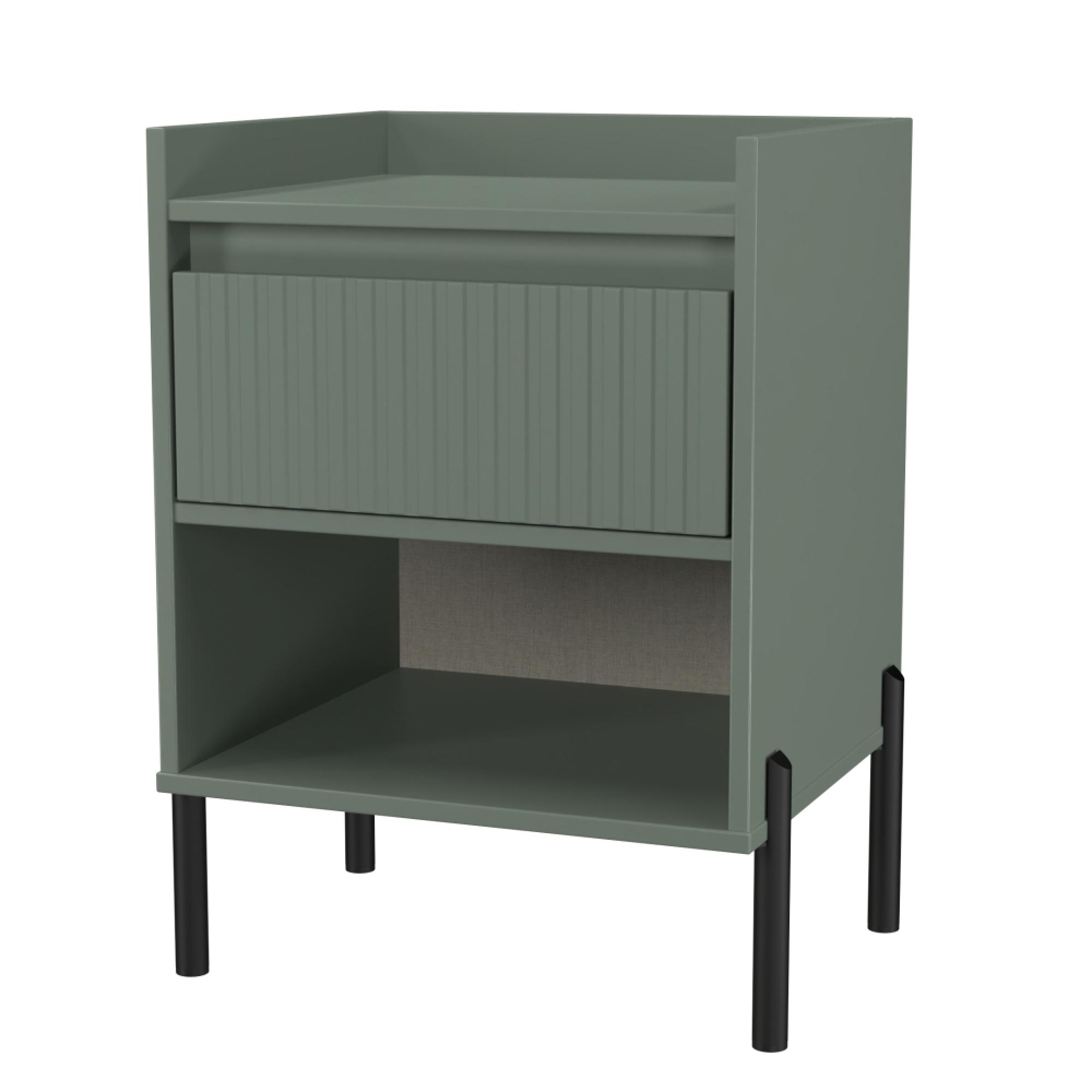 Osaka Bedside Cabinet - 1 Drawer - Reed Green Fluted