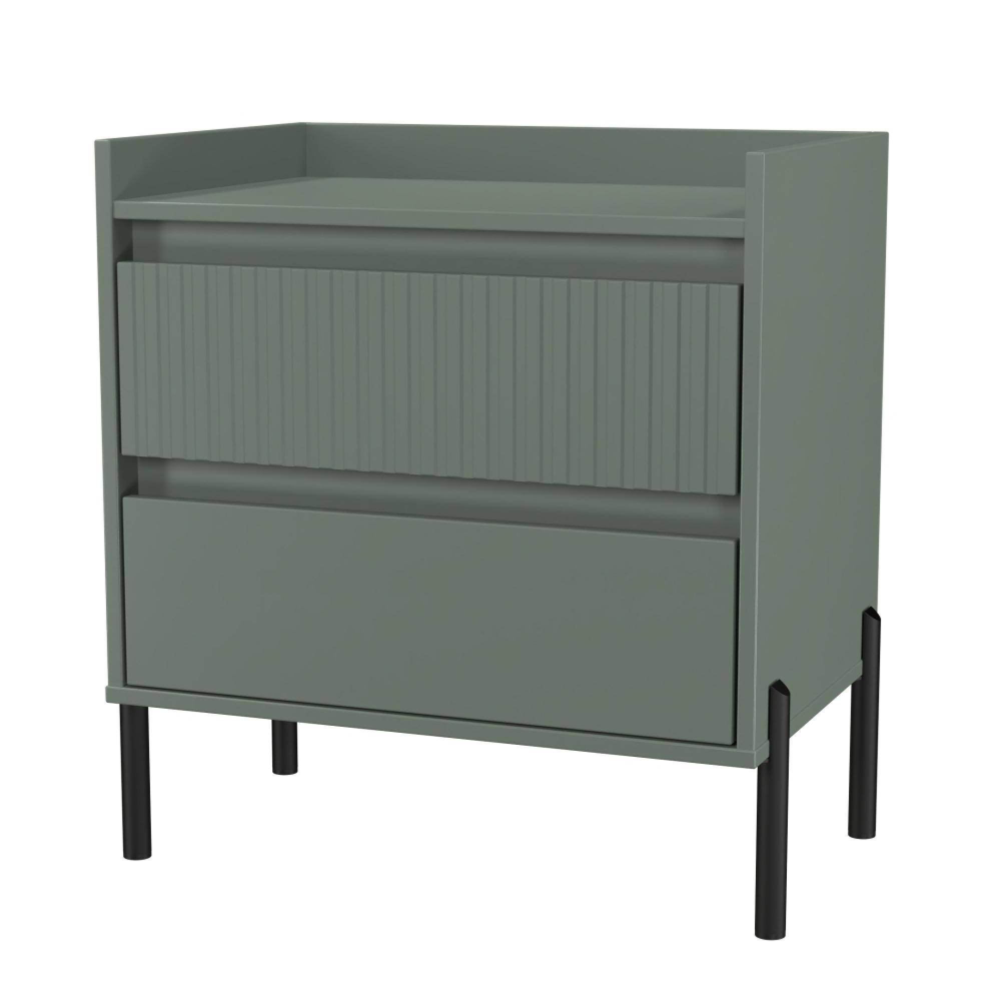 Osaka Bedside Cabinet - 2 Drawer - Midi - Reed Green Fluted