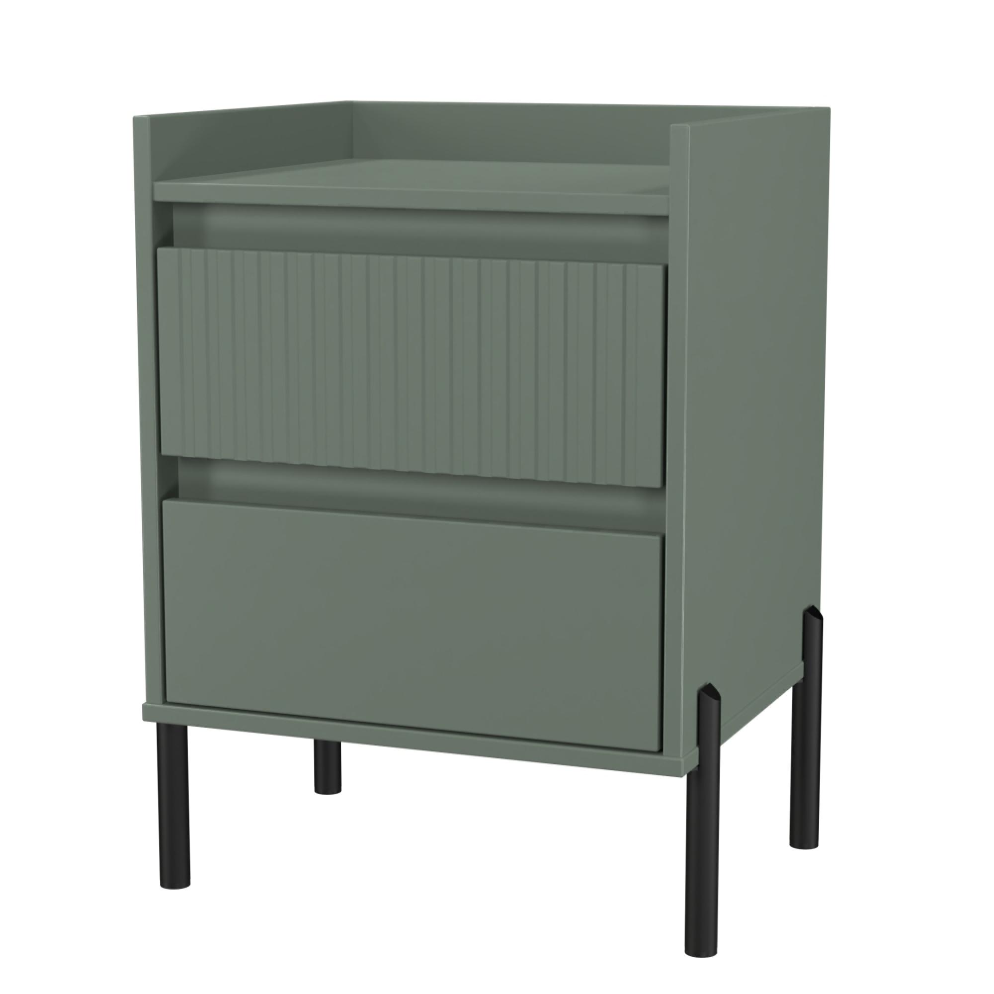Osaka Bedside Cabinet - 2 Drawer - Reed Green Fluted