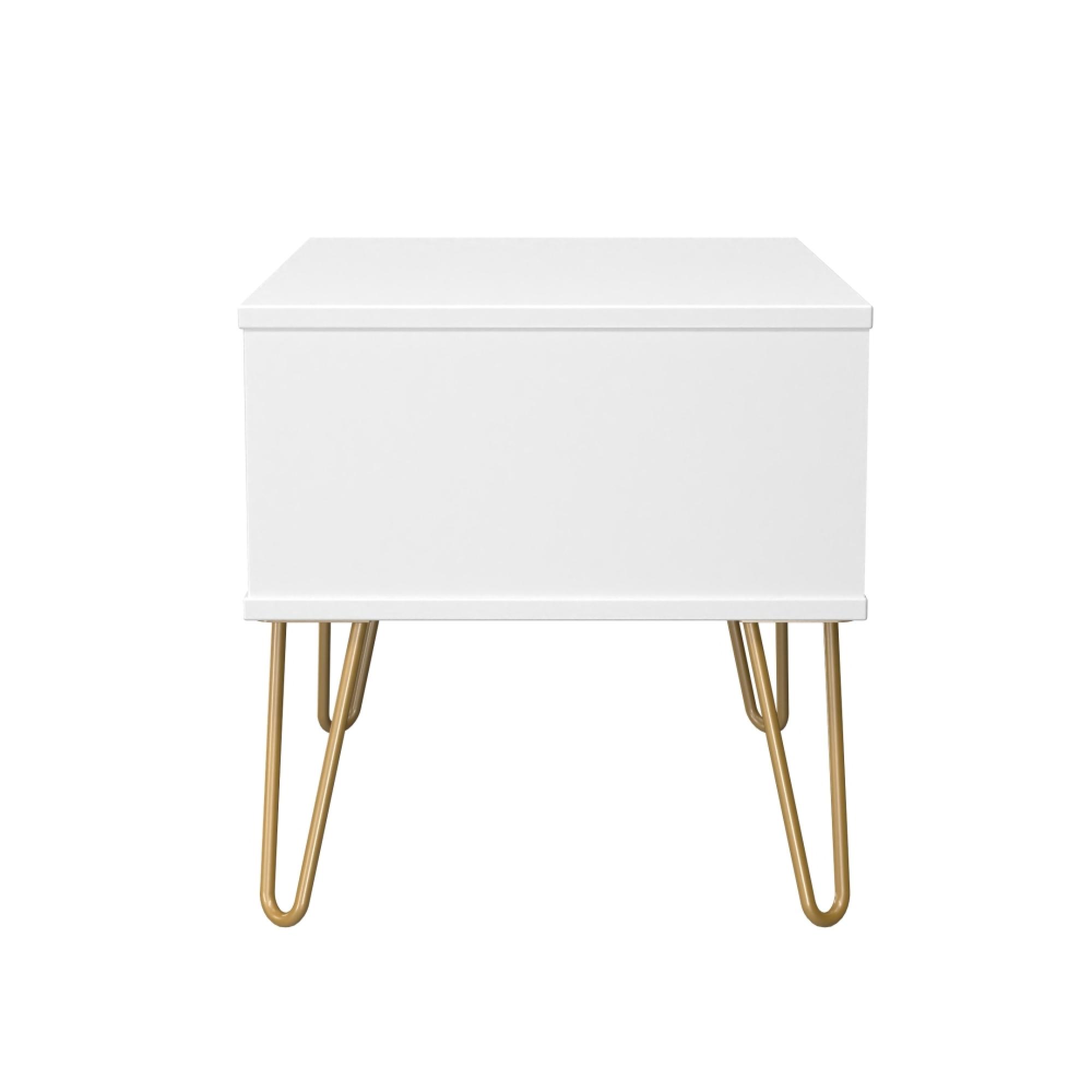 Harlequin Bedside Cabinet - 1 Drawer - Midi - with Hairpin Legs - White Matt