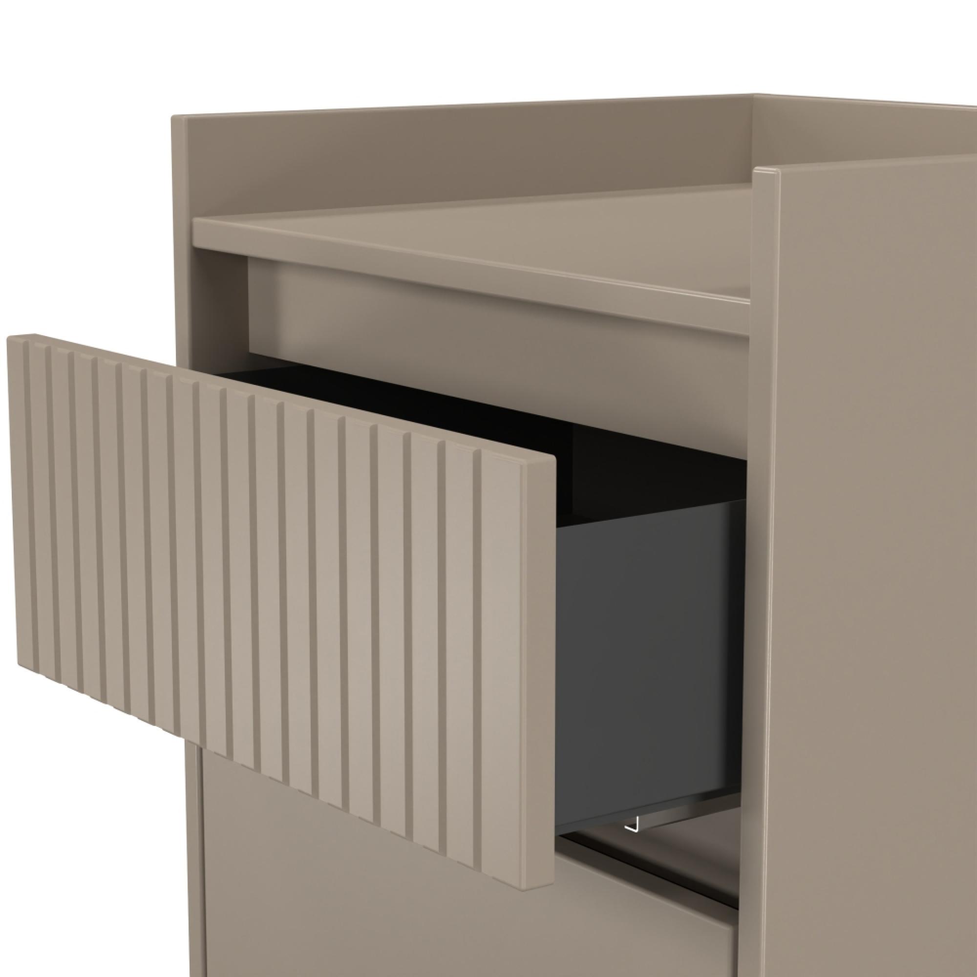 Osaka Bedside Cabinet - 2 Drawer - Mushroom Matt Fluted