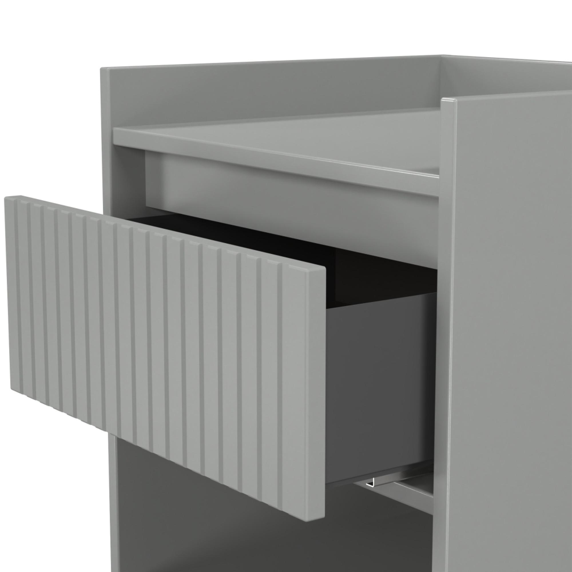 Osaka Bedside Cabinet - 1 Drawer - Dusk Grey Fluted