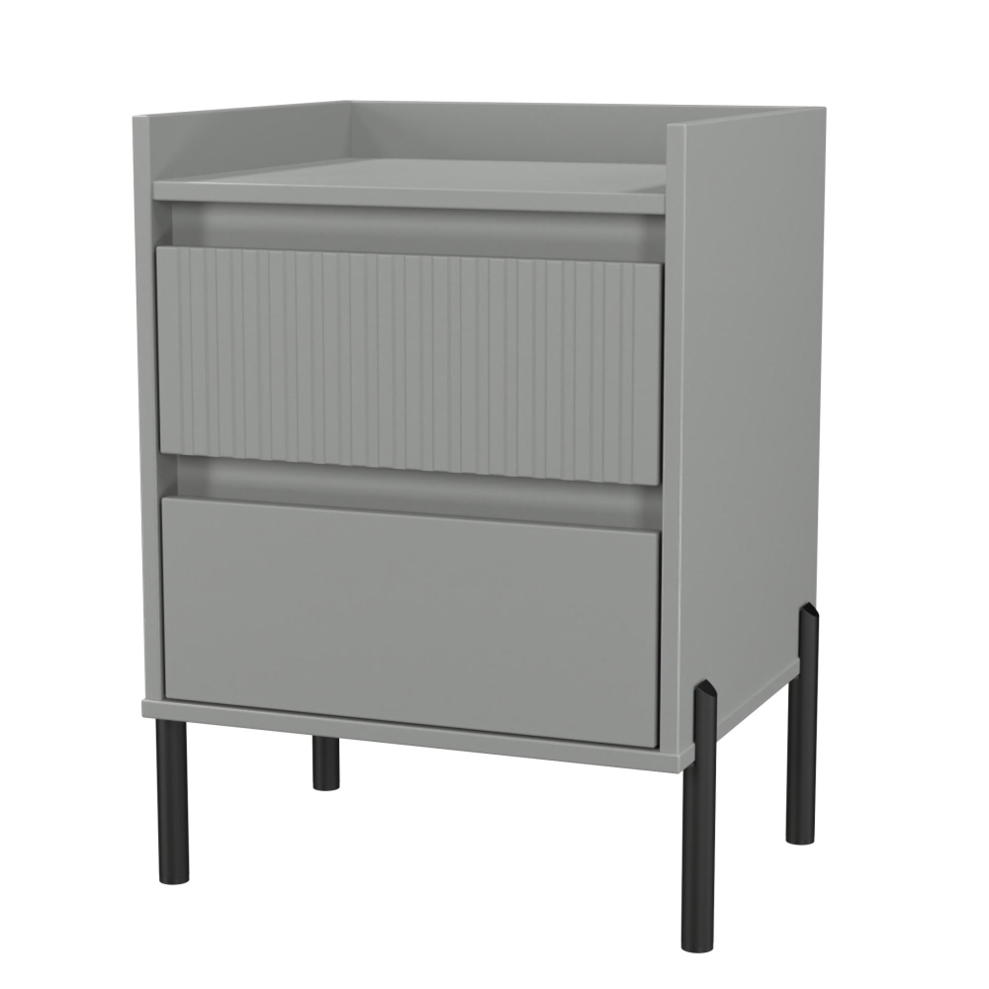 Osaka Bedside Cabinet - 2 Drawer - Dusk Grey Fluted