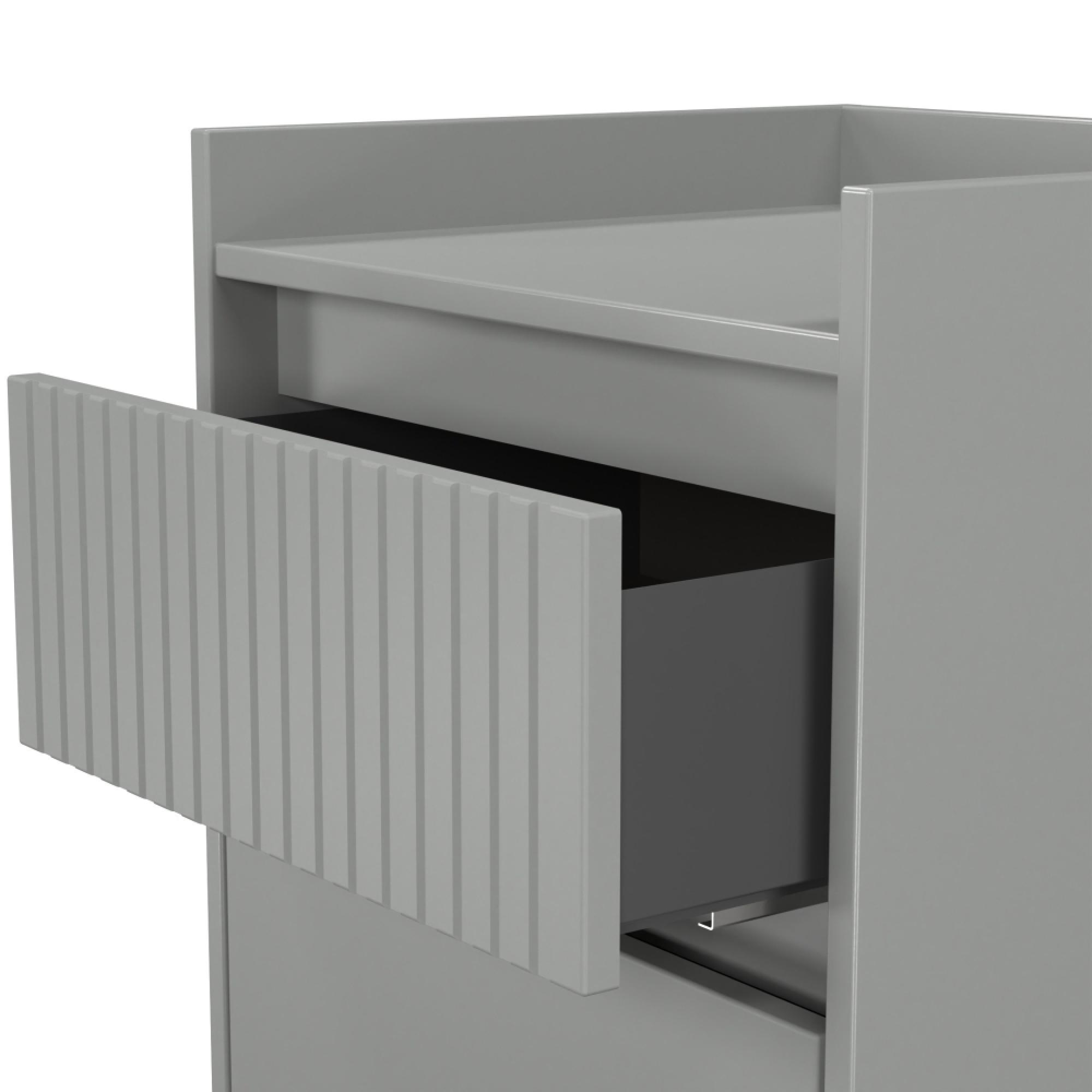 Osaka Bedside Cabinet - 2 Drawer - Dusk Grey Fluted
