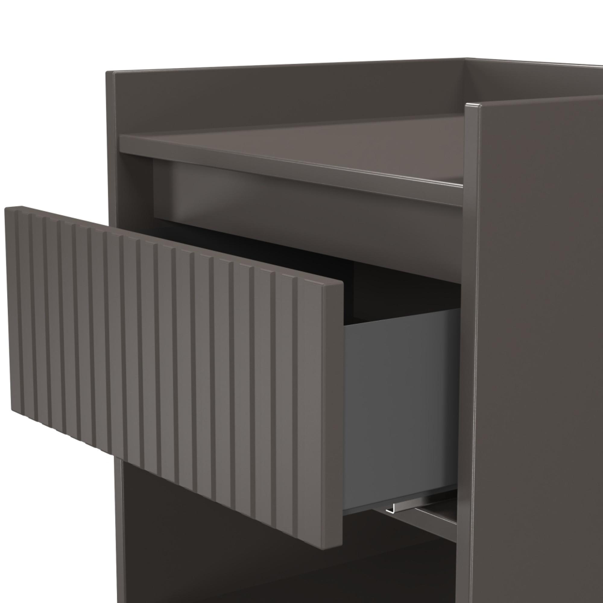 Osaka Bedside Cabinet - 1 Drawer - Graphite Fluted