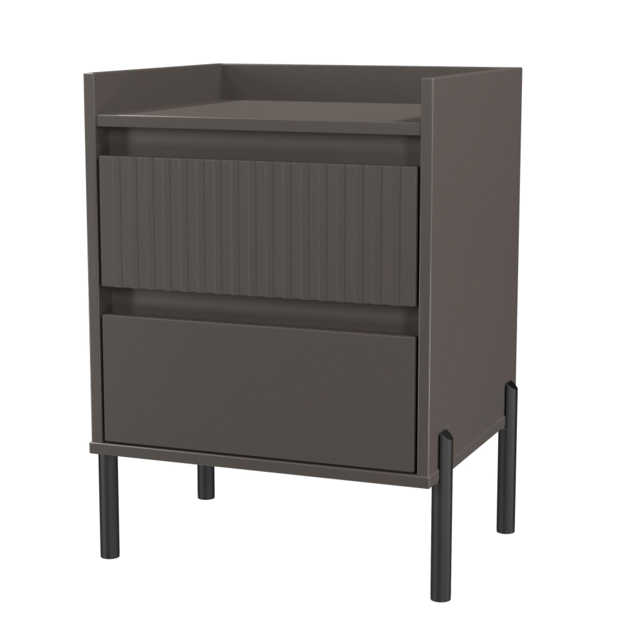Osaka Bedside Cabinet - 2 Drawer - Graphite Fluted