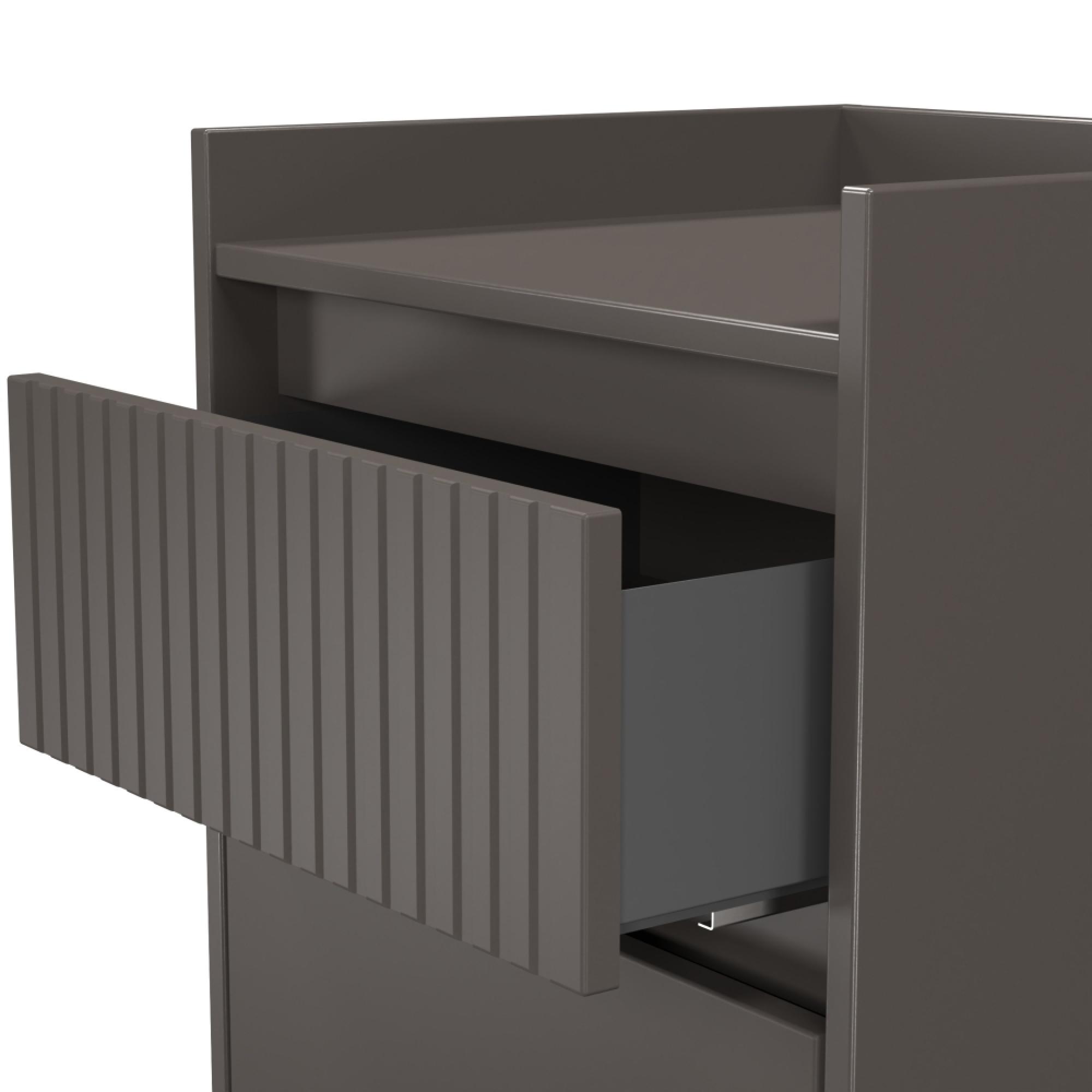 Osaka Bedside Cabinet - 2 Drawer - Graphite Fluted
