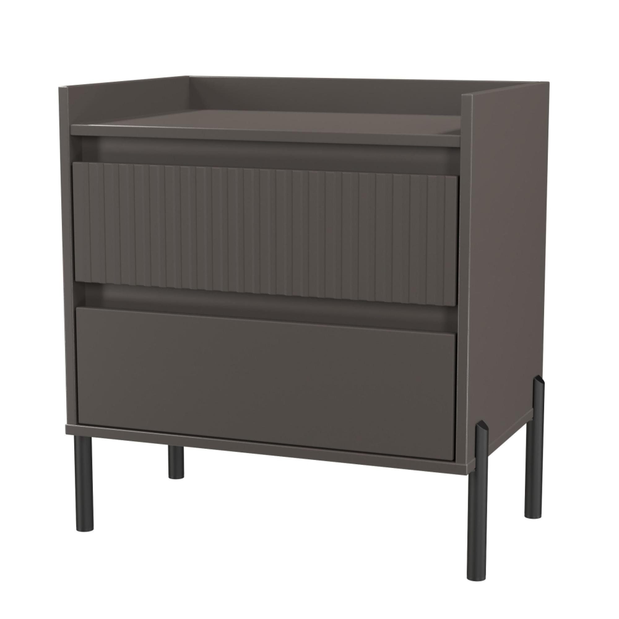 Osaka Bedside Cabinet - 2 Drawer - Midi - Graphite Fluted