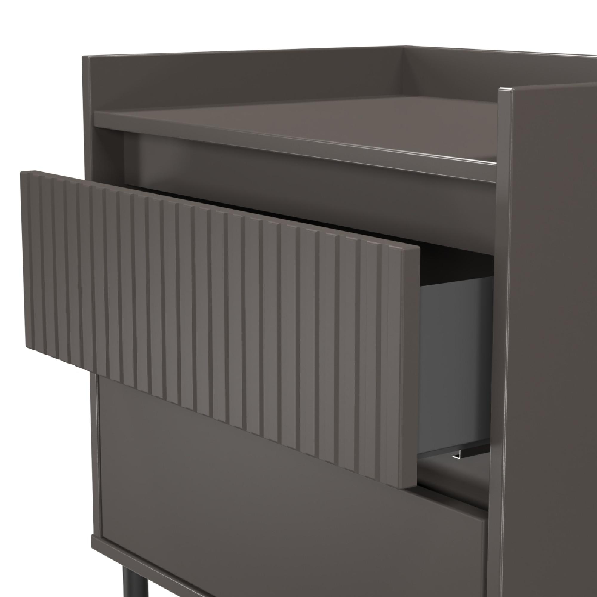 Osaka Bedside Cabinet - 2 Drawer - Midi - Graphite Fluted