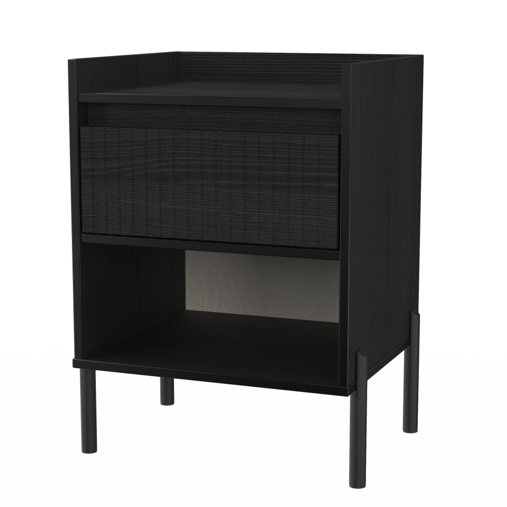 Osaka Bedside Cabinet - 1 Drawer - Black Ash Fluted