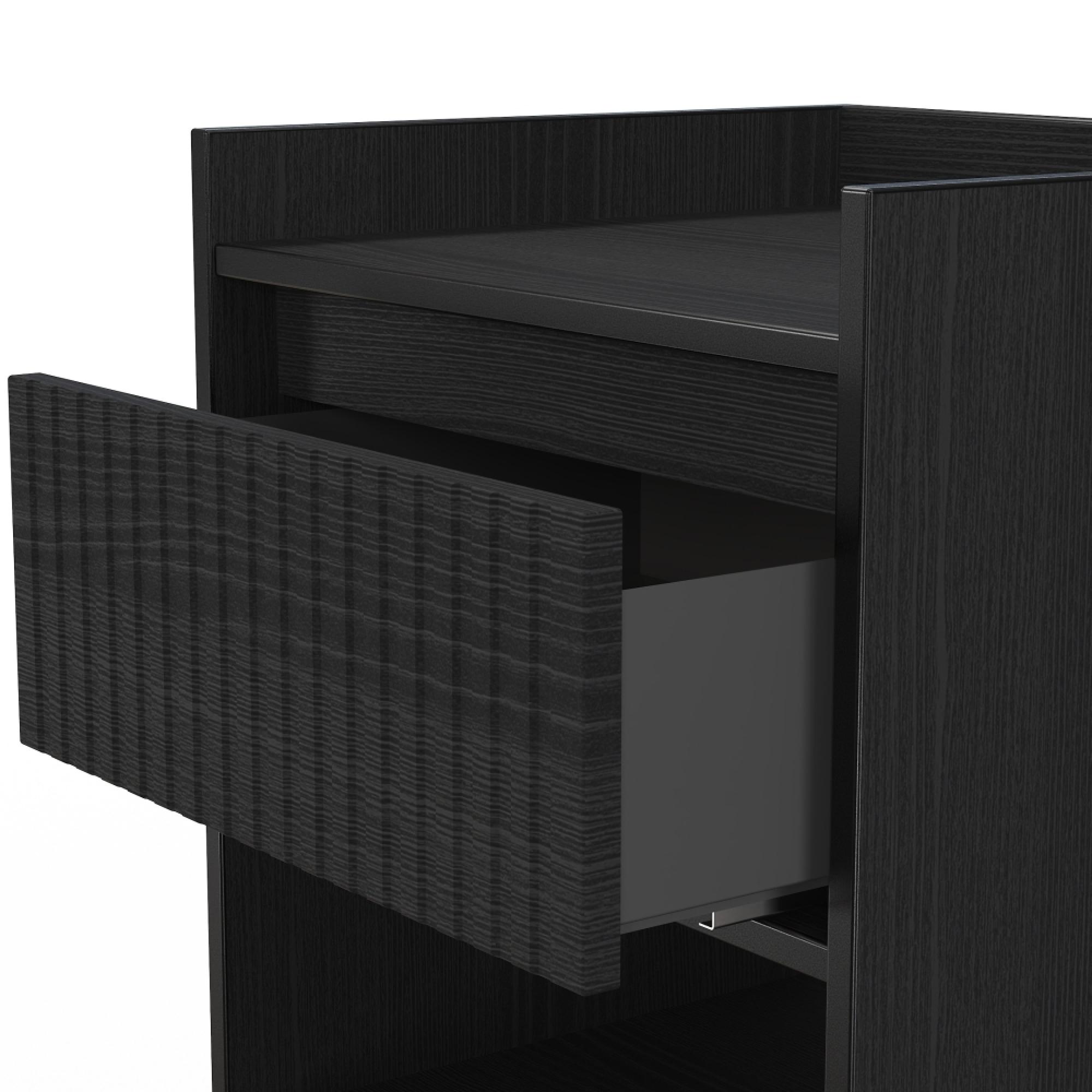 Osaka Bedside Cabinet - 1 Drawer - Black Ash Fluted