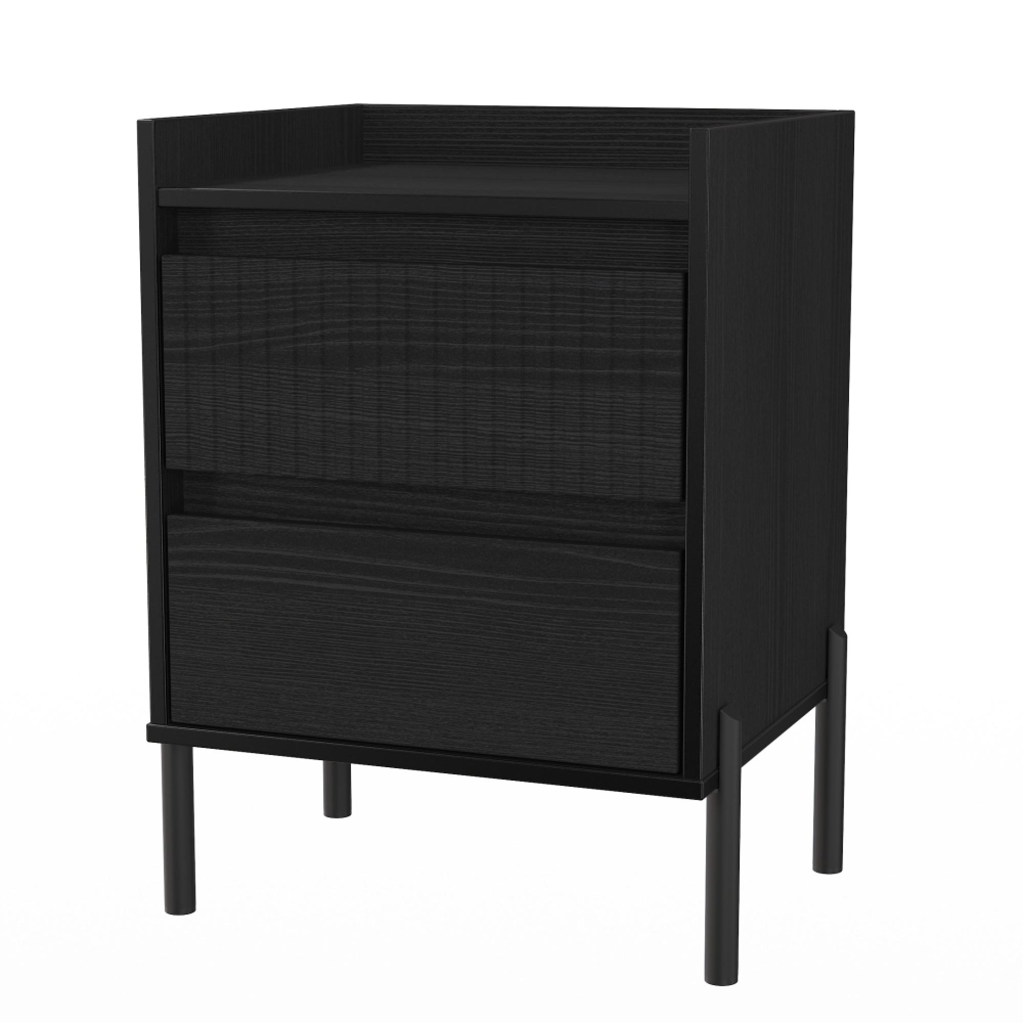 Osaka Bedside Cabinet - 2 Drawer - Black Ash Fluted