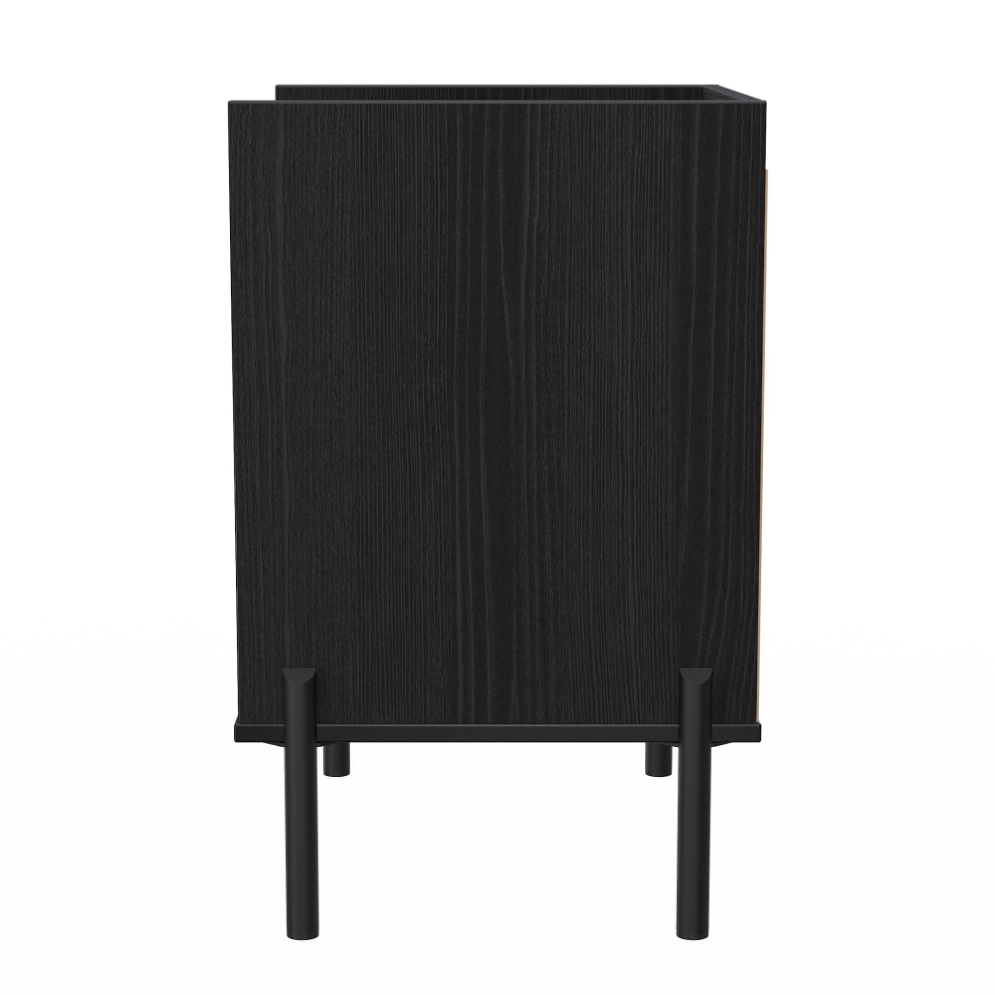 Osaka Bedside Cabinet - 2 Drawer - Black Ash Fluted