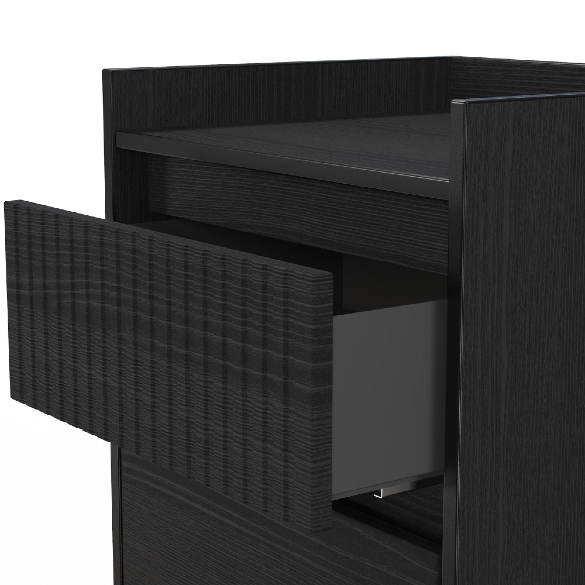 Osaka Bedside Cabinet - 2 Drawer - Black Ash Fluted