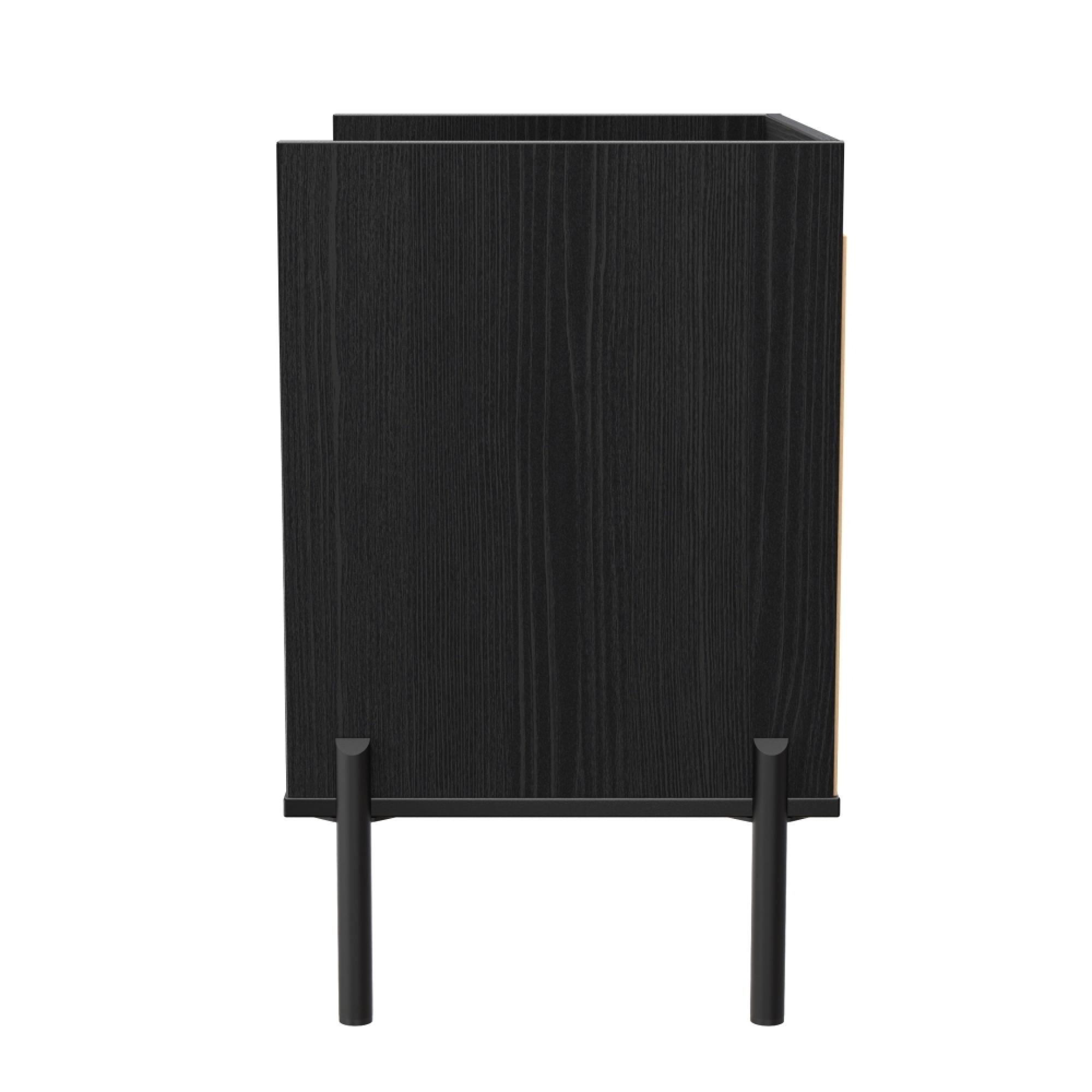 Osaka Bedside Cabinet - 2 Drawer - Midi - Black Ash Fluted