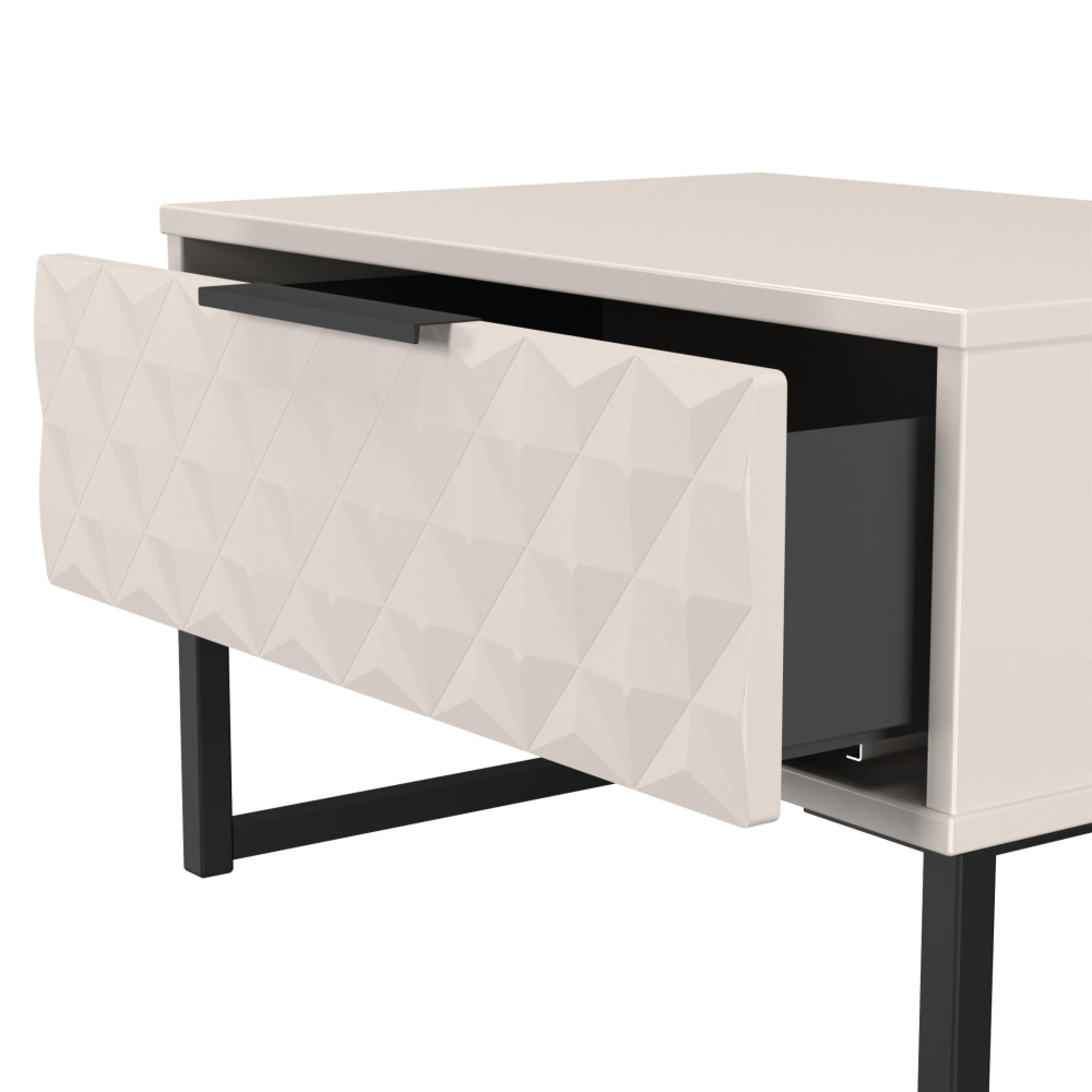 Harlequin Bedside Cabinet - 1 Drawer - Midi - with Hairpin Legs - Kashmir Matt