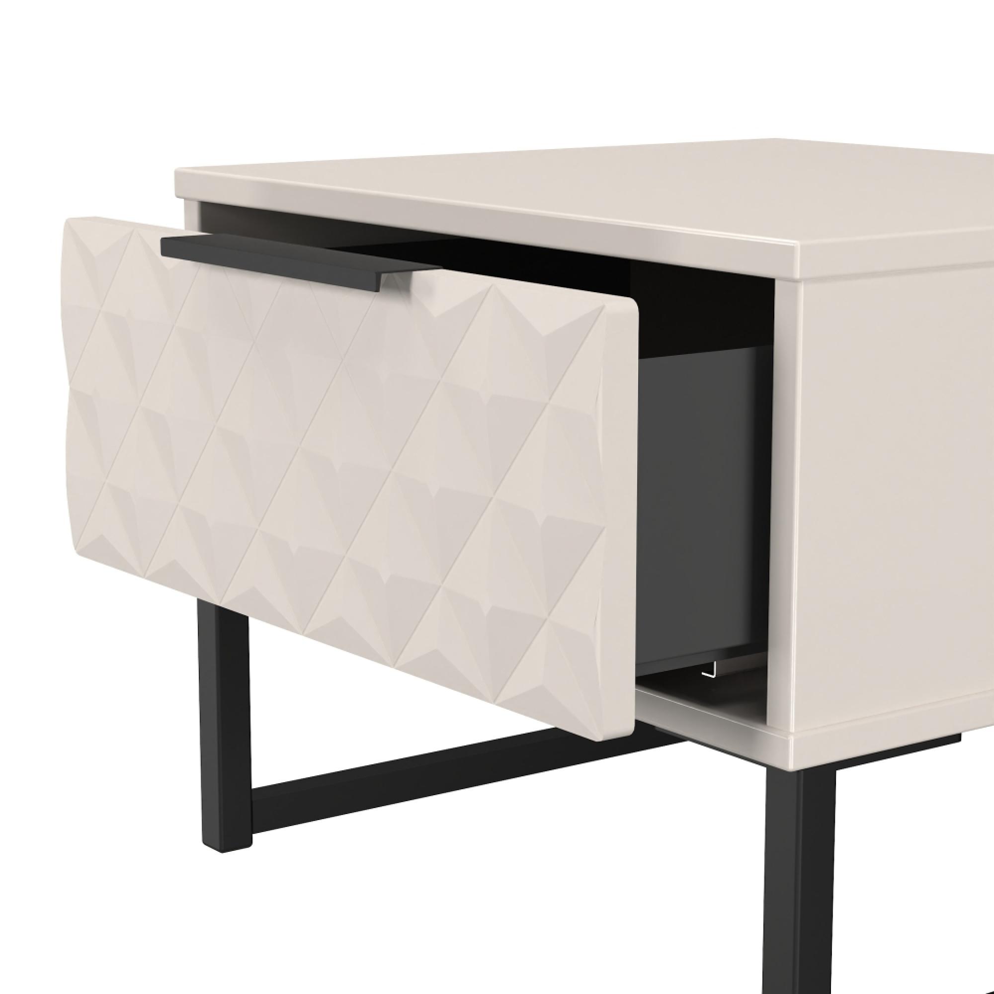 Harlequin Bedside Cabinet - 1 Drawer - with Hairpin Legs - Kashmir Matt
