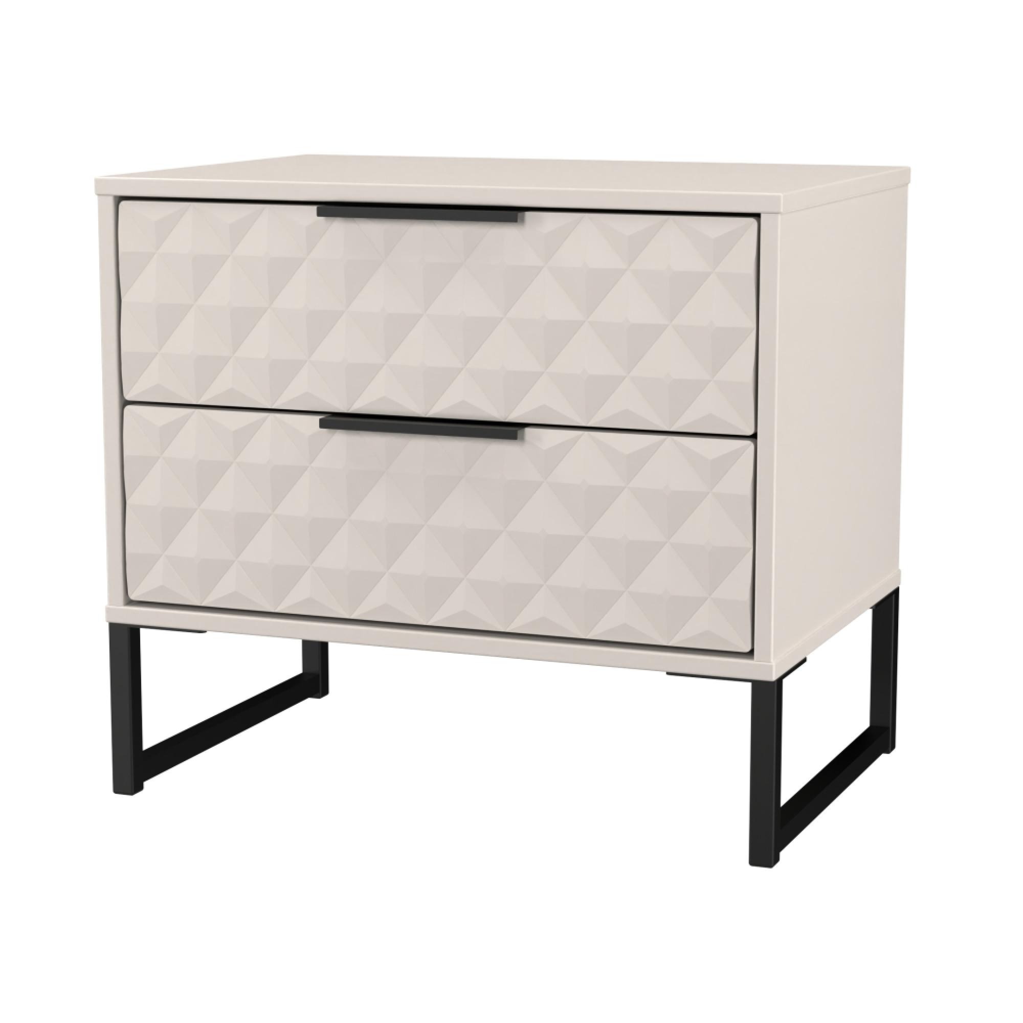 Harlequin Bedside Cabinet - 2 Drawer - Midi - with Hairpin Legs - Kashmir Matt