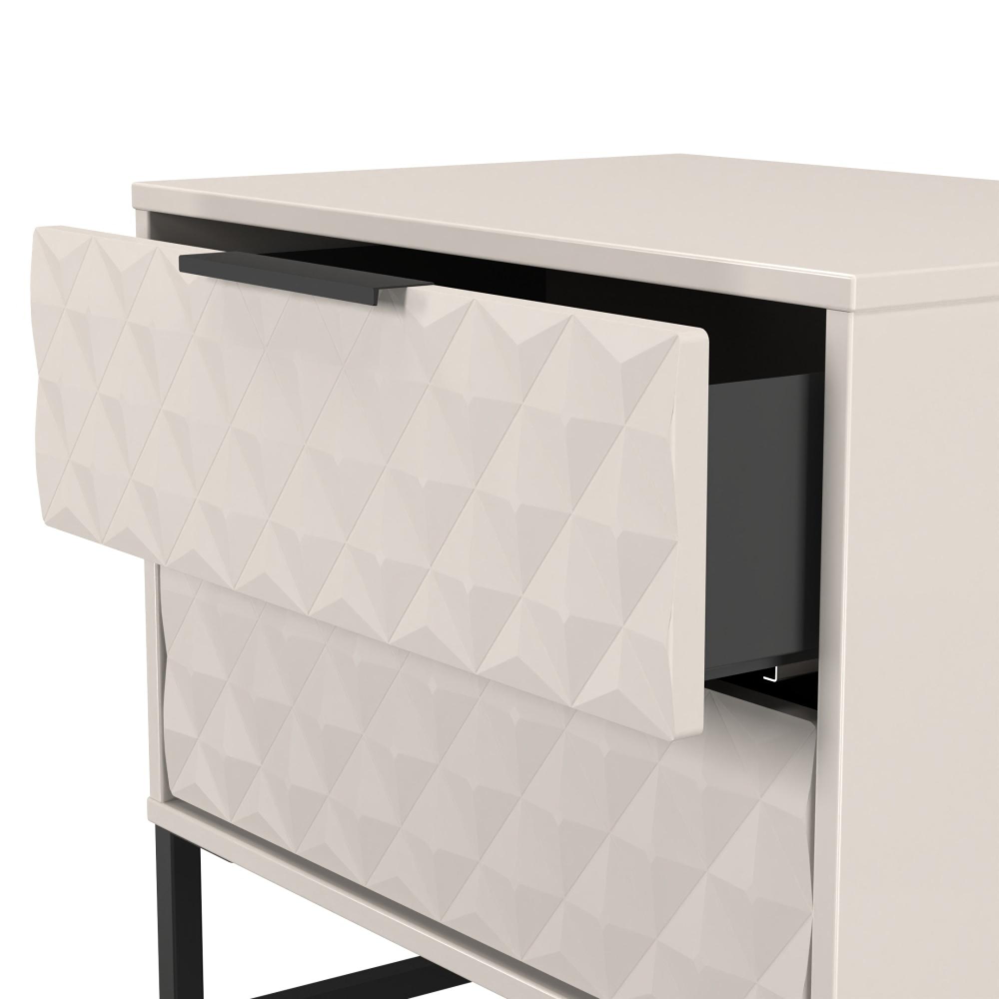 Harlequin Bedside Cabinet - 2 Drawer - Midi - with Hairpin Legs - Kashmir Matt