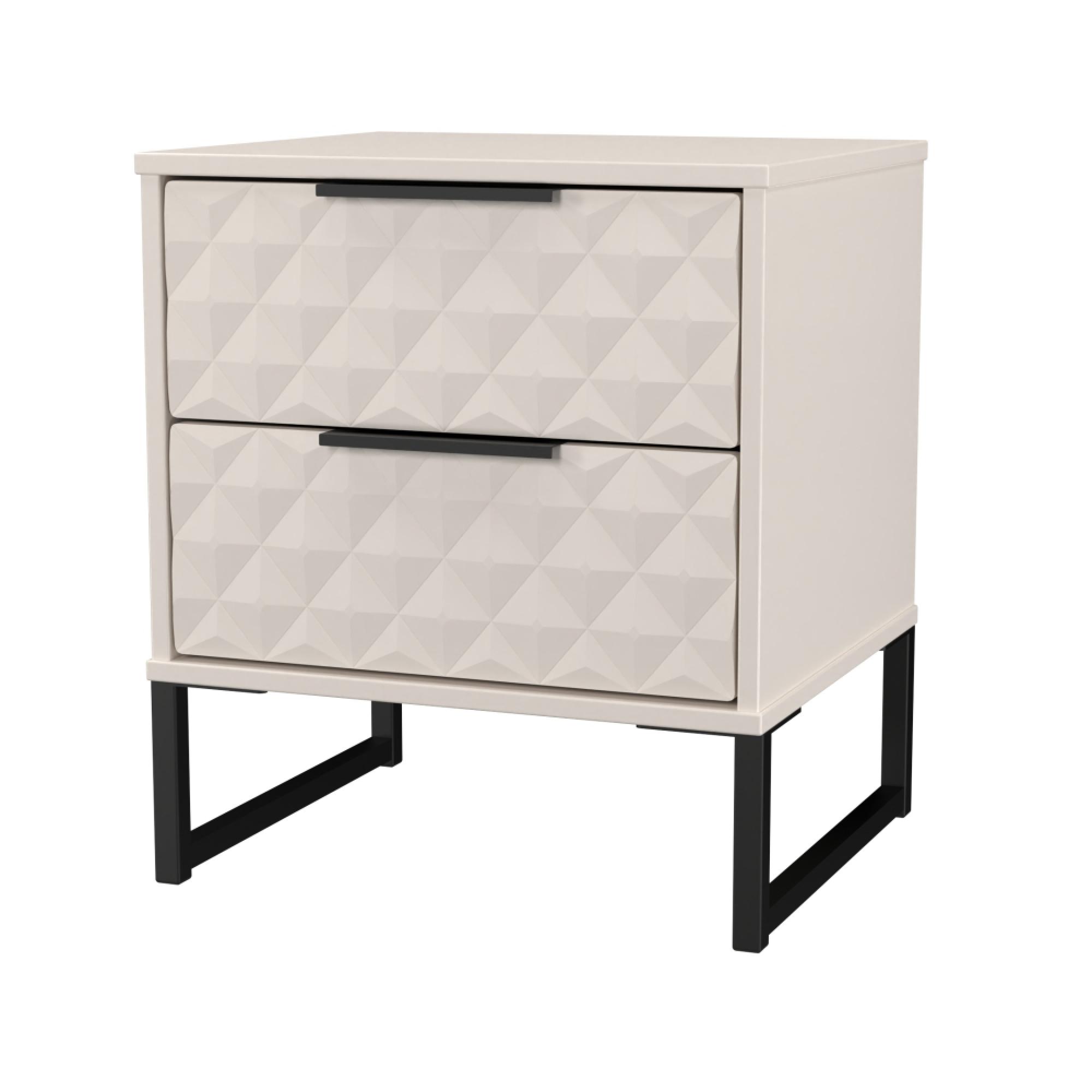 Harlequin Bedside Cabinet - 2 Drawer - with Hairpin Legs - Kashmir Matt