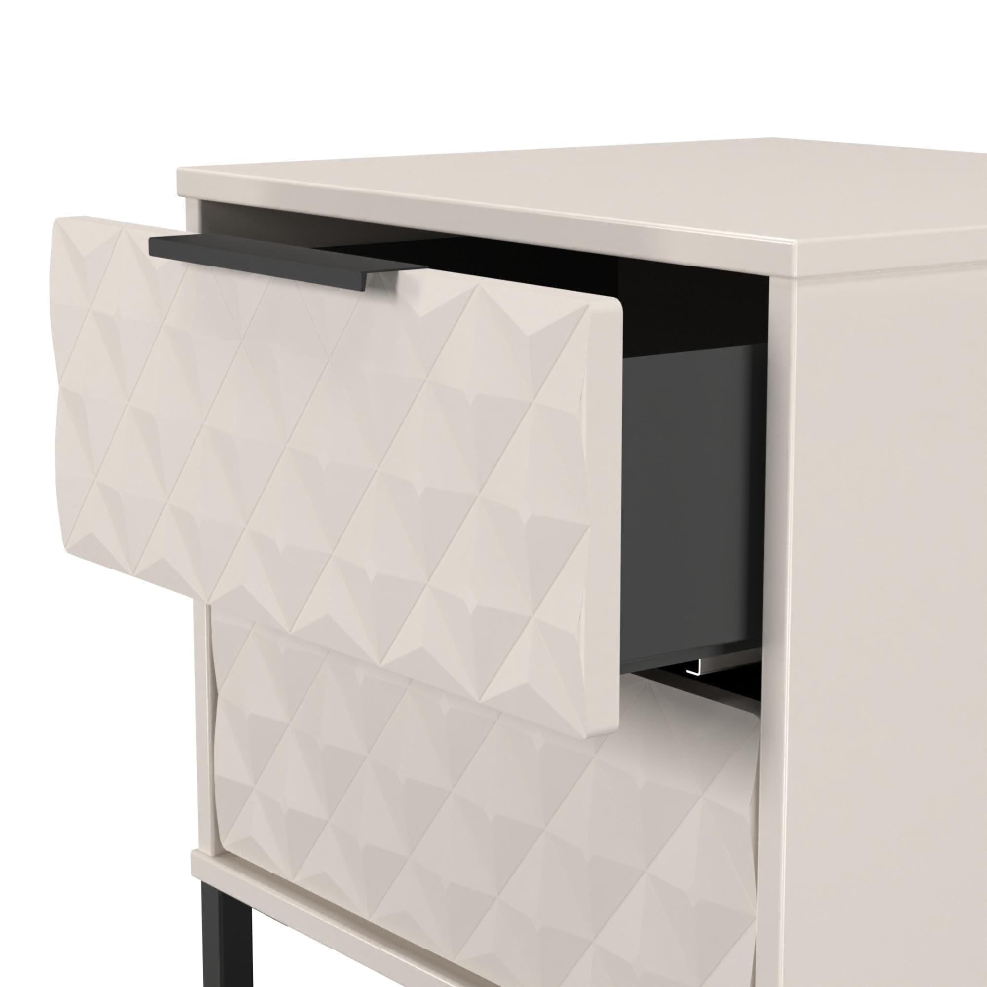 Harlequin Bedside Cabinet - 2 Drawer - with Hairpin Legs - Kashmir Matt