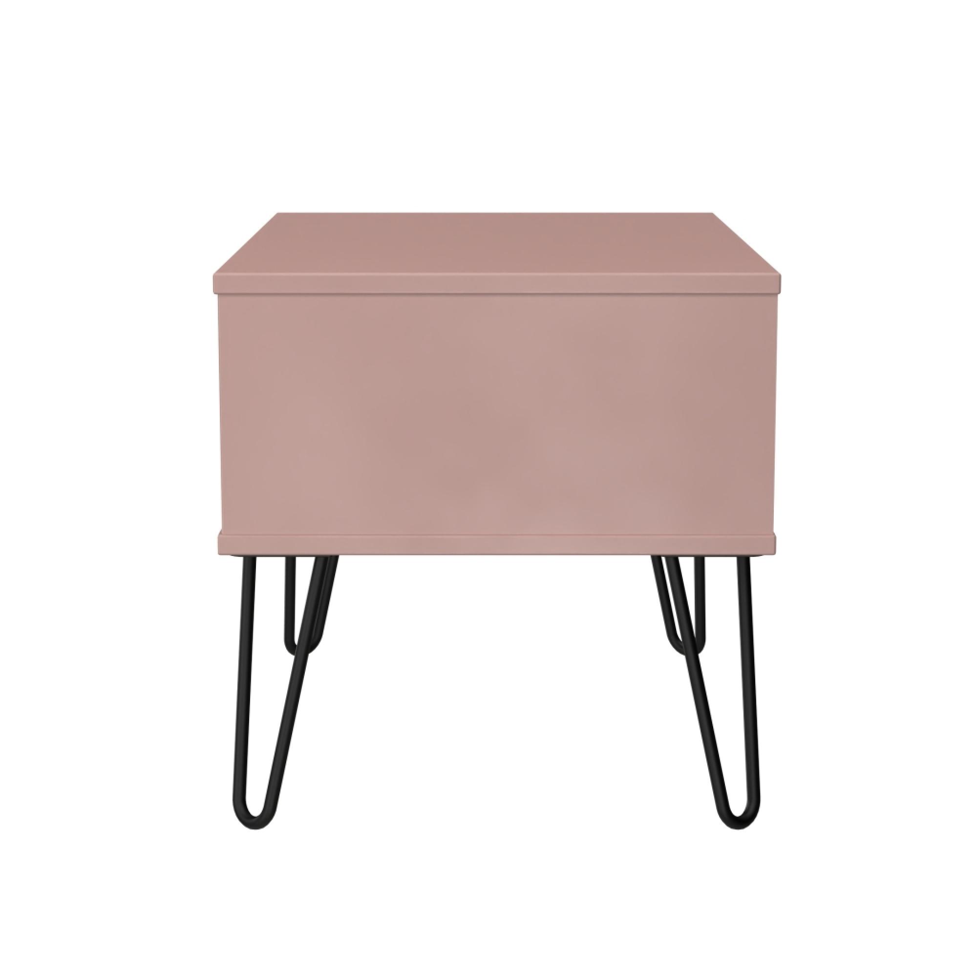 Harlequin Bedside Cabinet - 1 Drawer - Midi - with Hairpin Legs - Kobe Pink