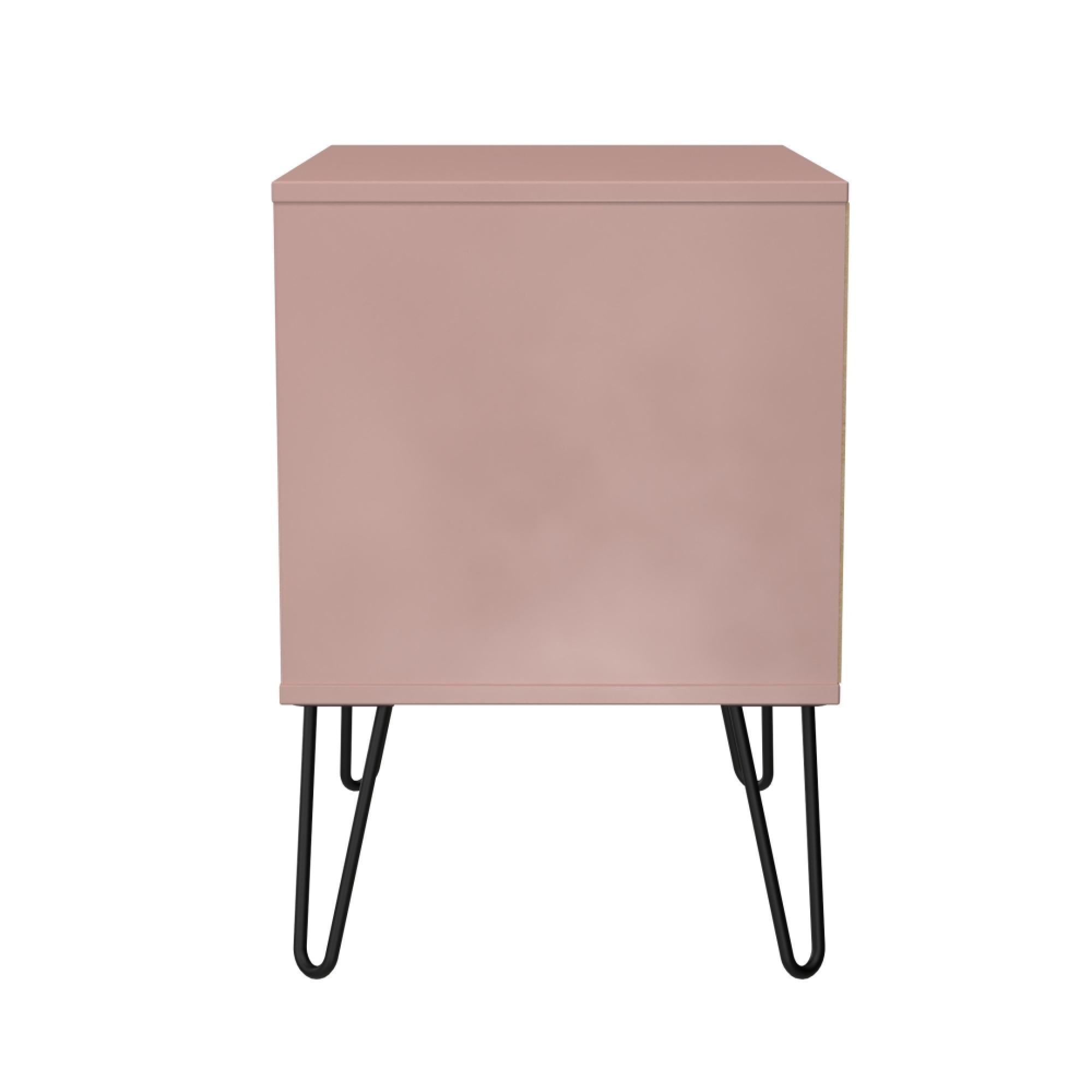 Harlequin Bedside Cabinet - 2 Drawer - Midi - with Hairpin Legs - Kobe Pink