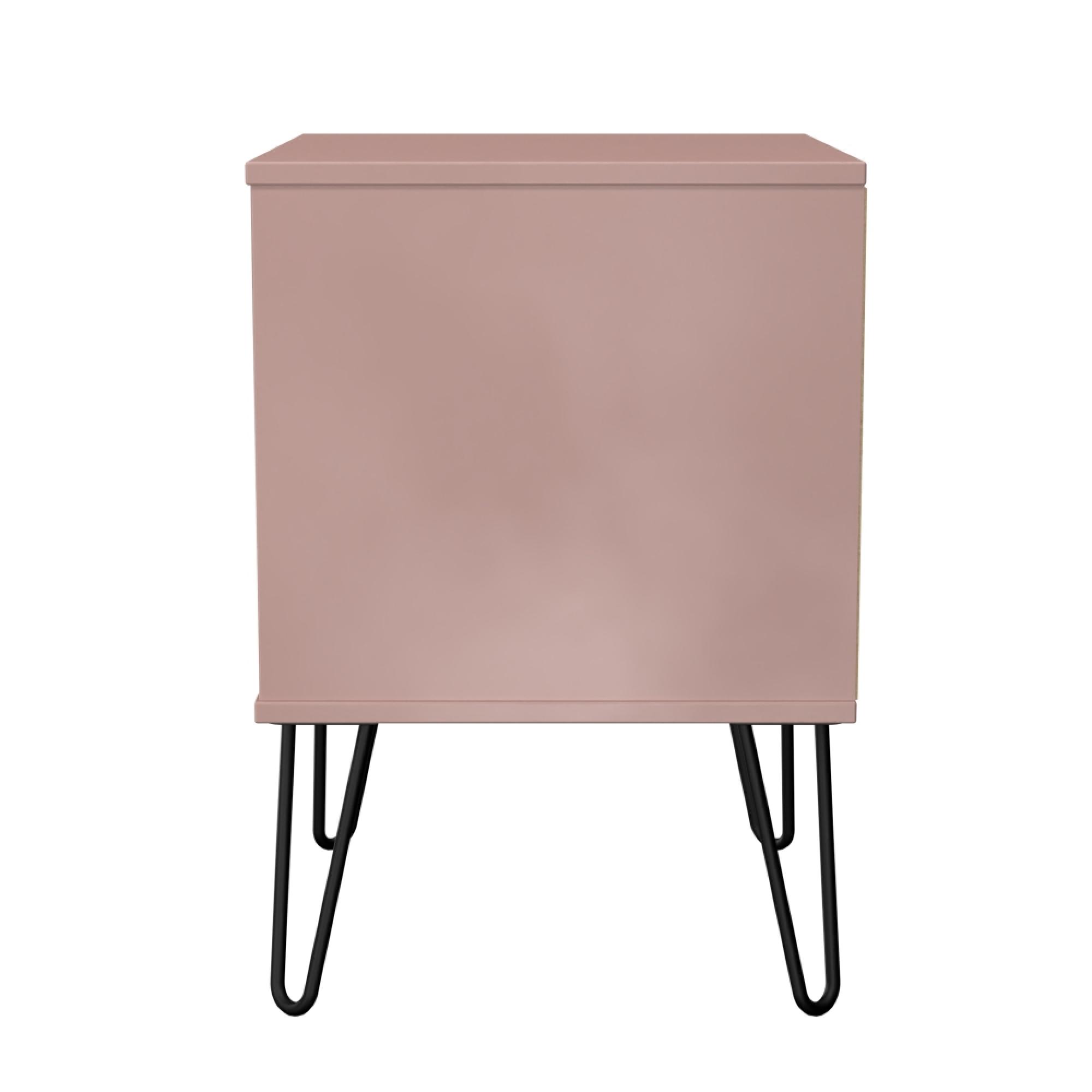 Harlequin Bedside Cabinet - 2 Drawer - with Hairpin Legs - Kobe Pink