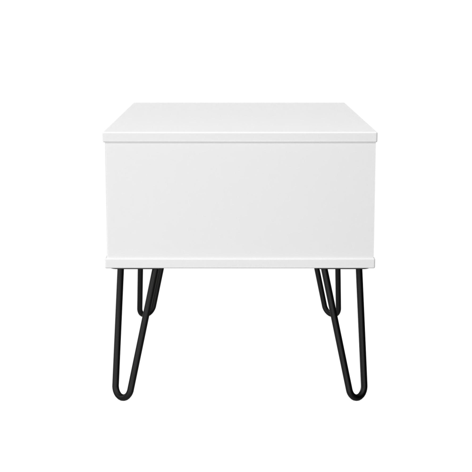 Harlequin Bedside Cabinet - 1 Drawer - Midi - with Hairpin Legs - Duck and White Matt