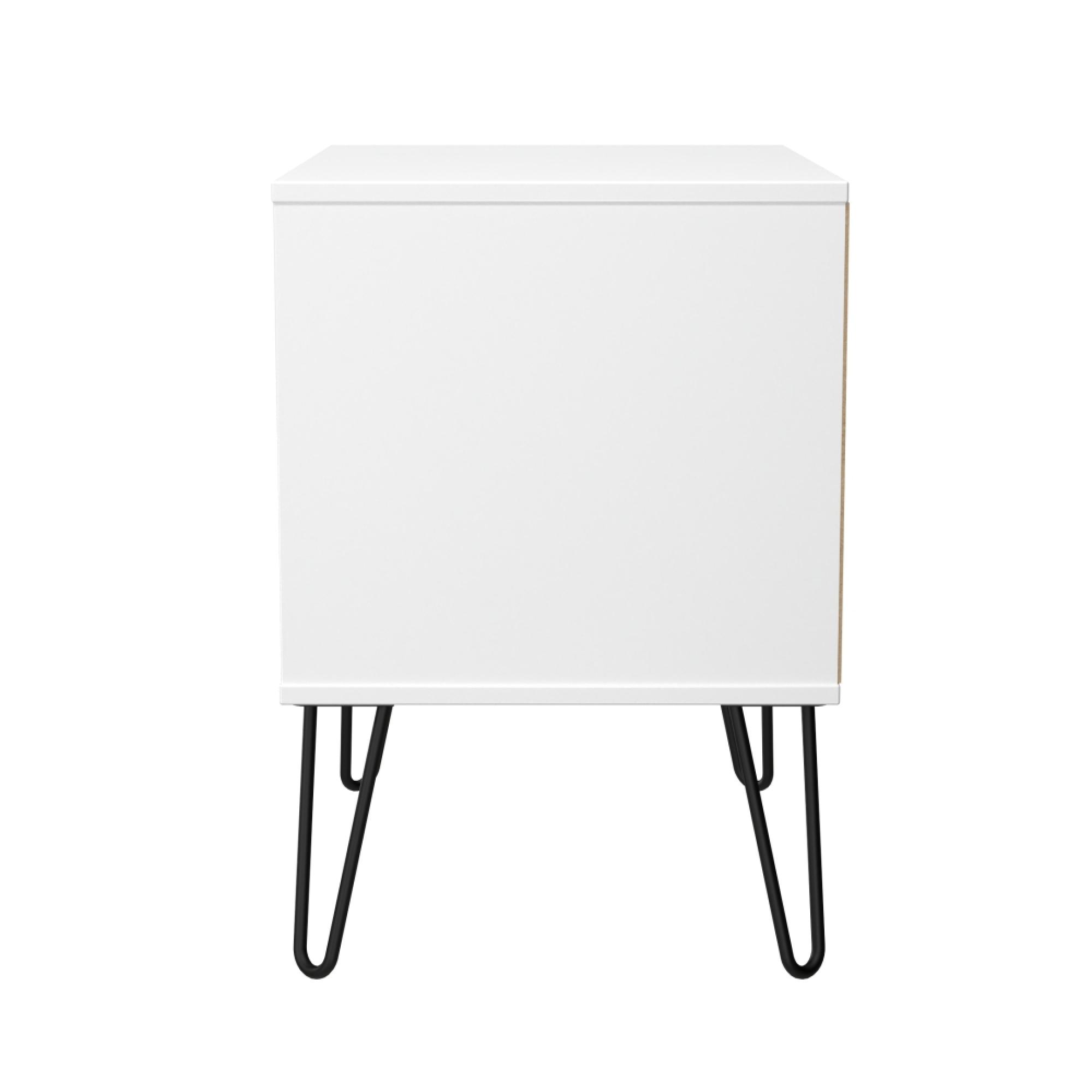 Harlequin Bedside Cabinet - 2 Drawer - Midi - with Hairpin Legs - Duck and White Matt