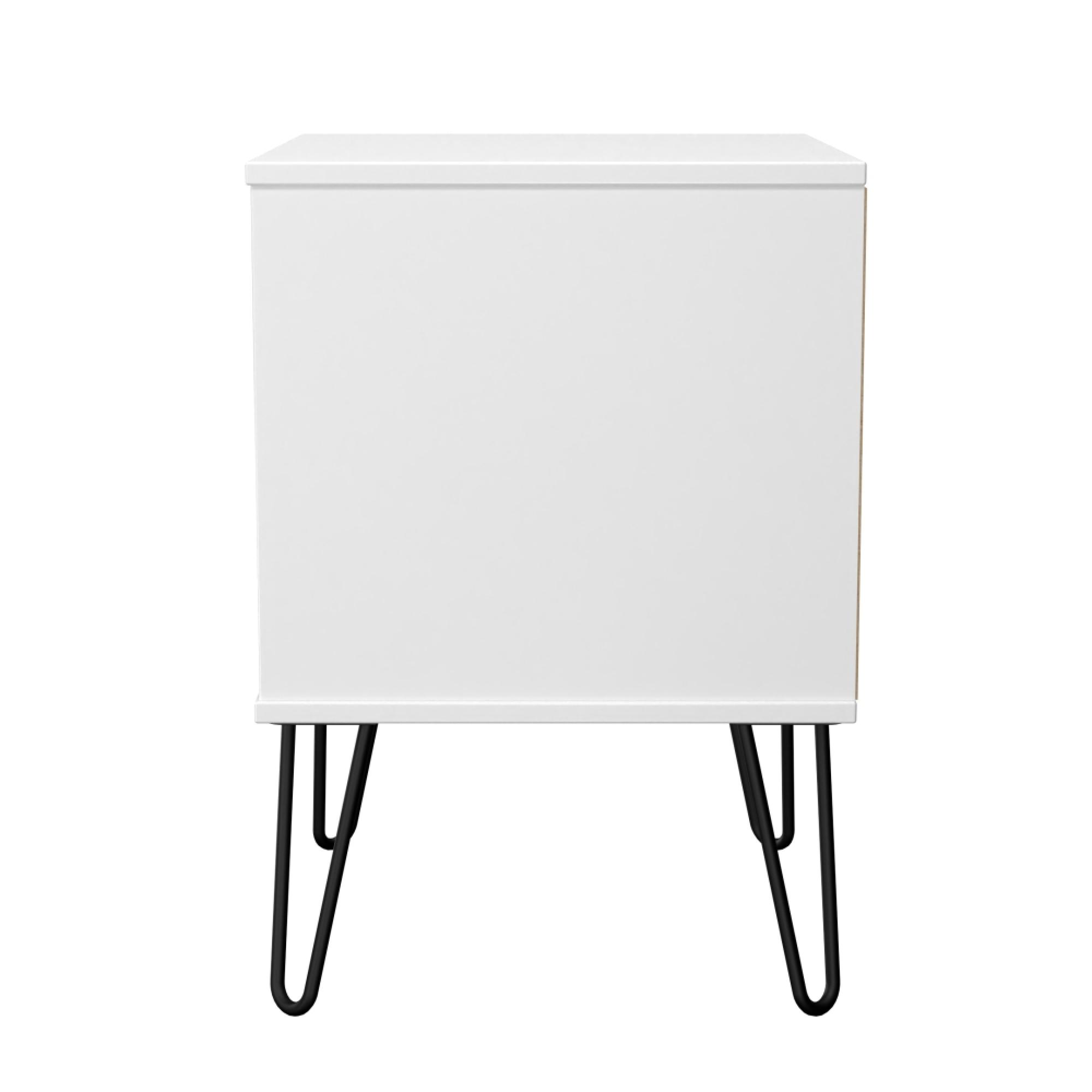 Harlequin Bedside Cabinet - 2 Drawer - with Hairpin Legs - Duck and White Matt