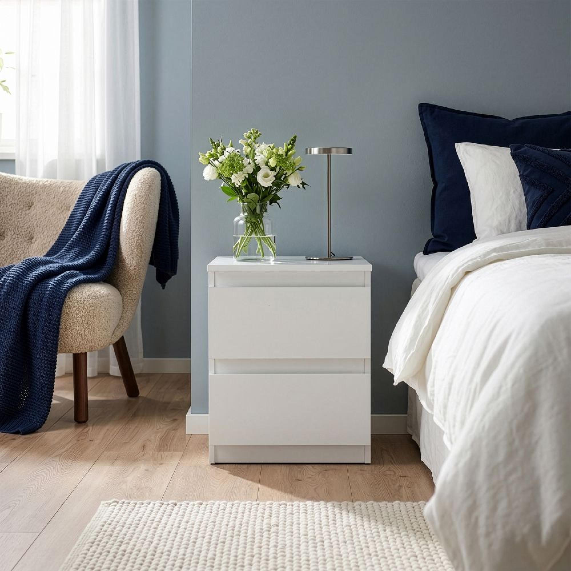 Edmore Bedside Cabinet - 2 Drawer - White