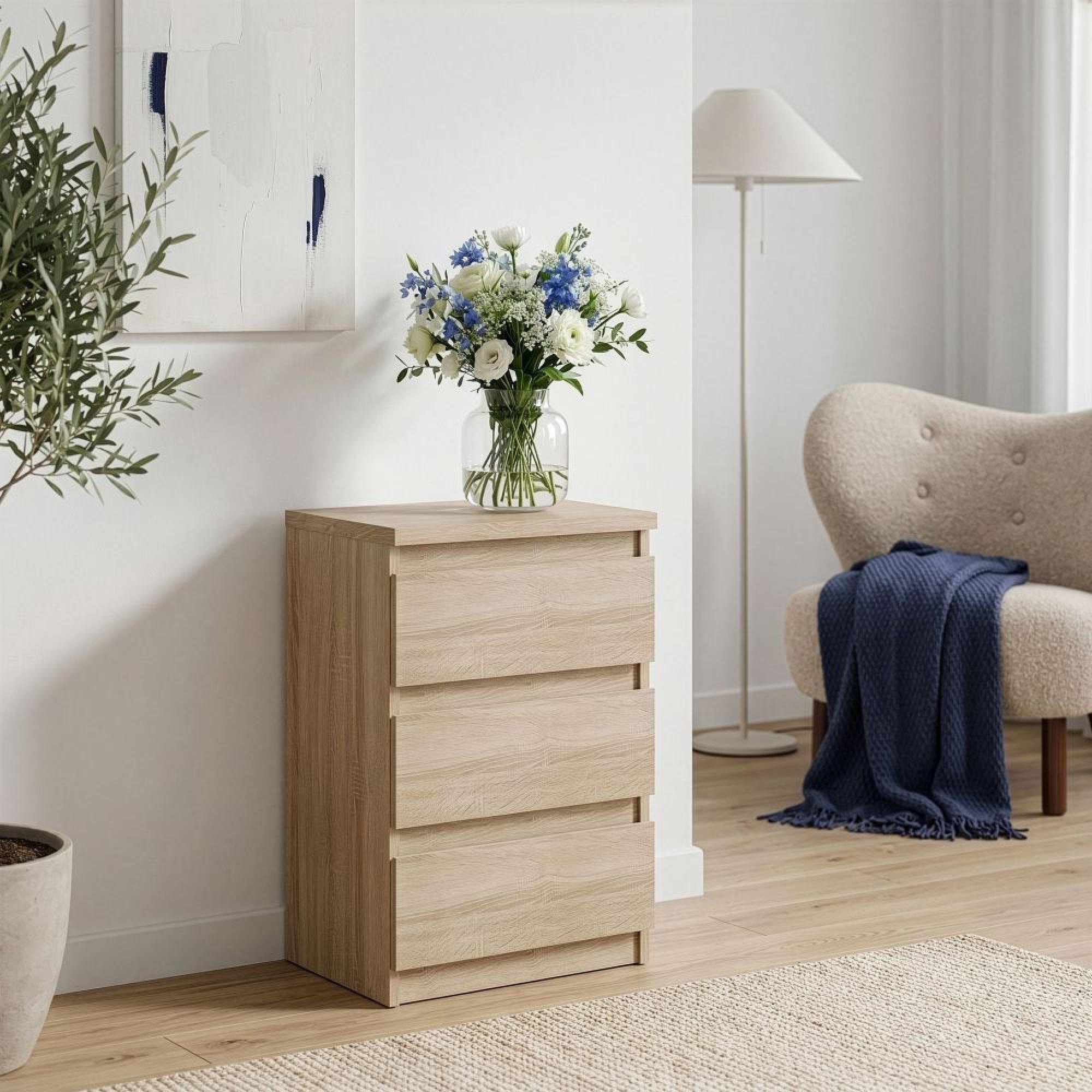 Edmore Bedside Cabinet - 3 Drawer - Sonoma Oak