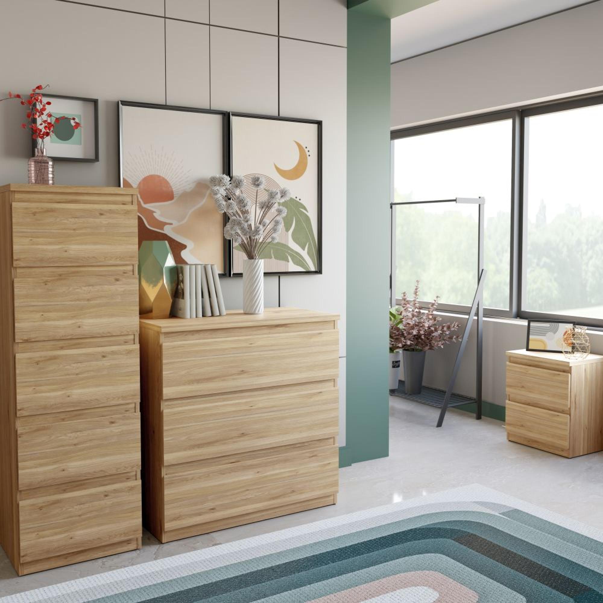 Edmore Bedside Cabinet - 2 Drawer - Light Oak