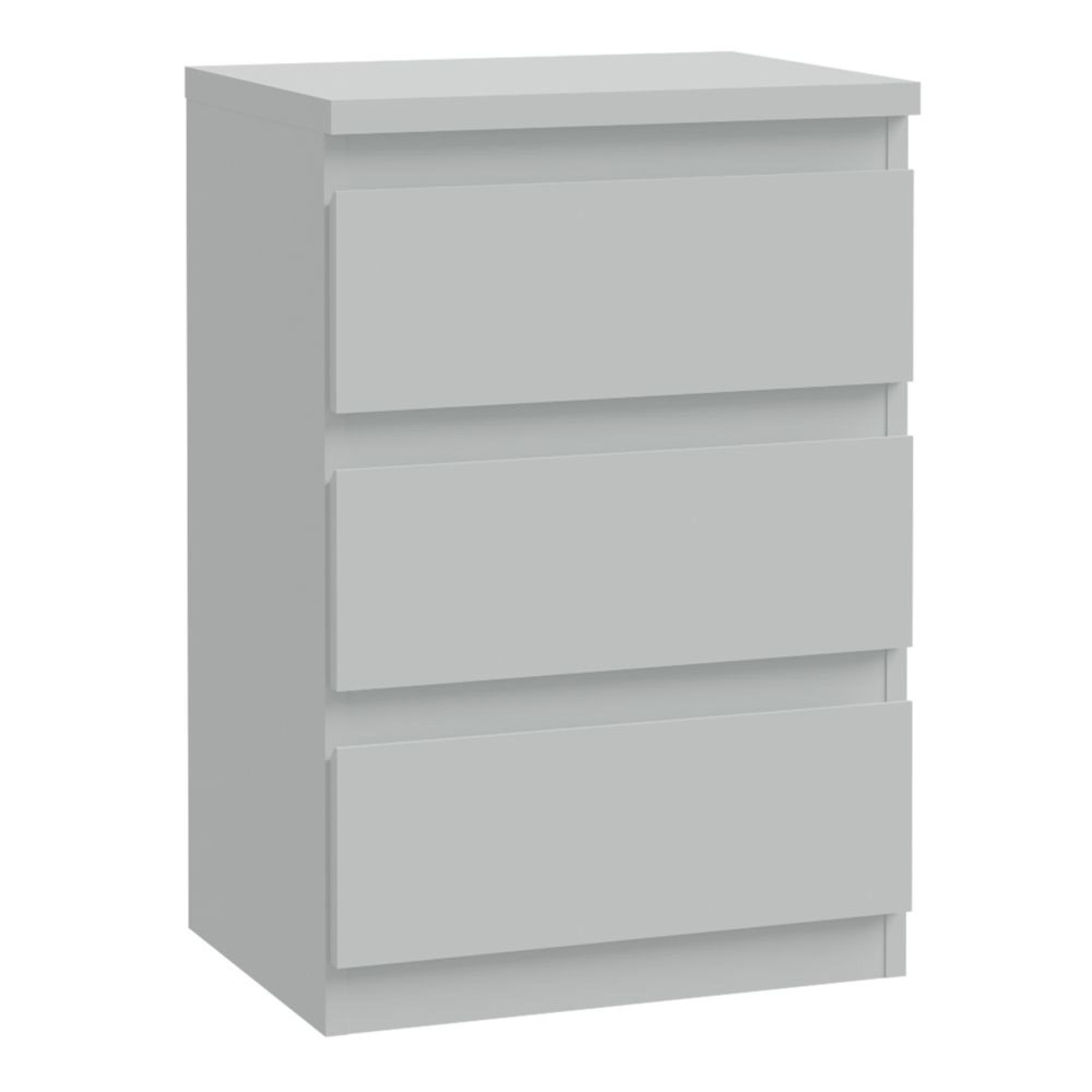 Edmore Bedside Cabinet - 3 Drawer - Light Grey