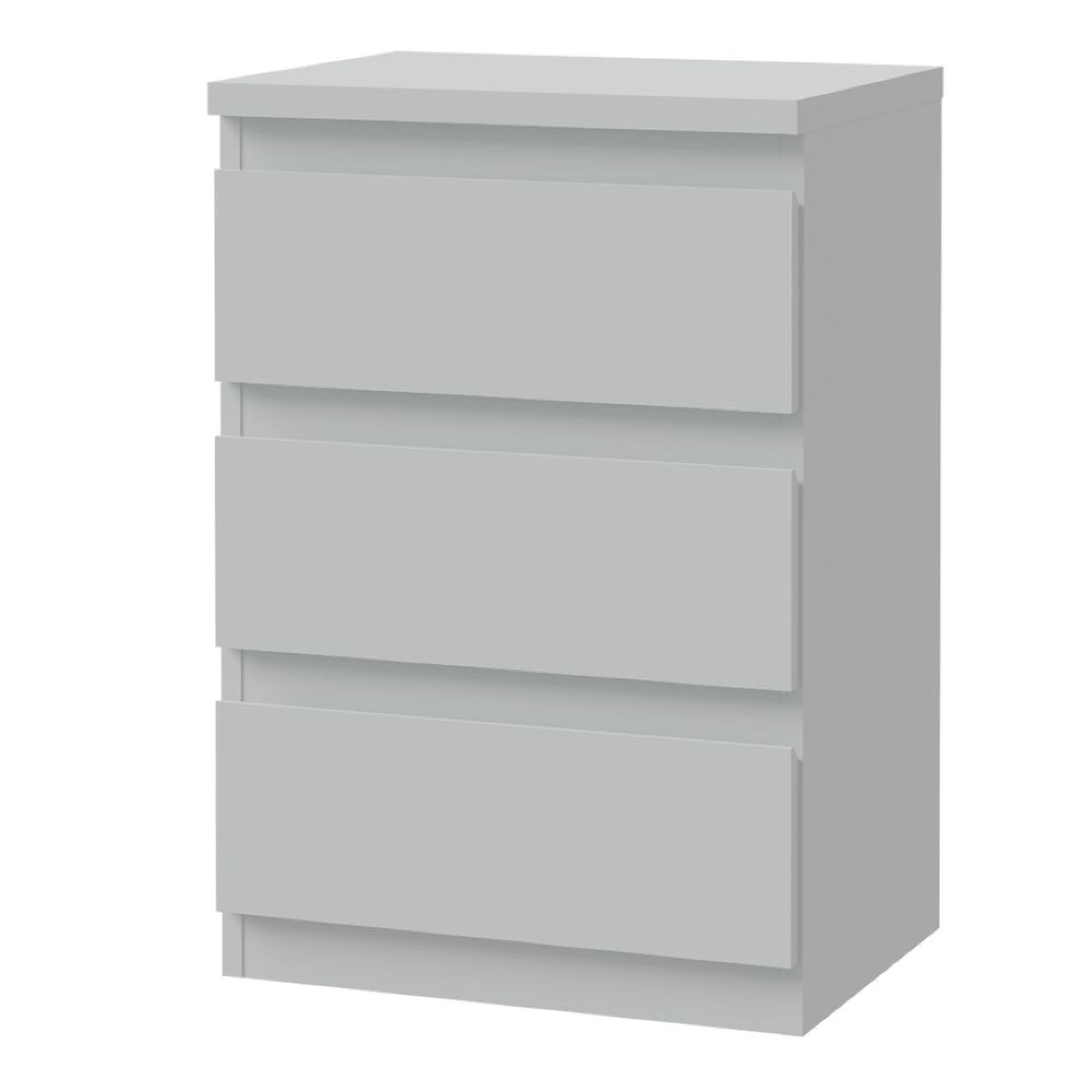Edmore Bedside Cabinet - 3 Drawer - Light Grey